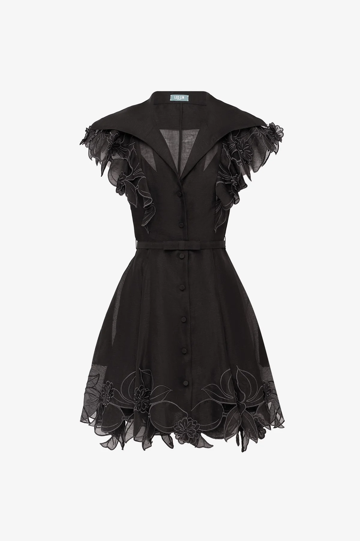 Isla Appliqué Mini Dress - Ebony