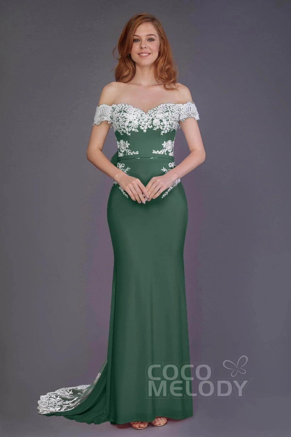 Mermaid Sweep Train Knitted Fabric Bridesmaid Dress PR3491