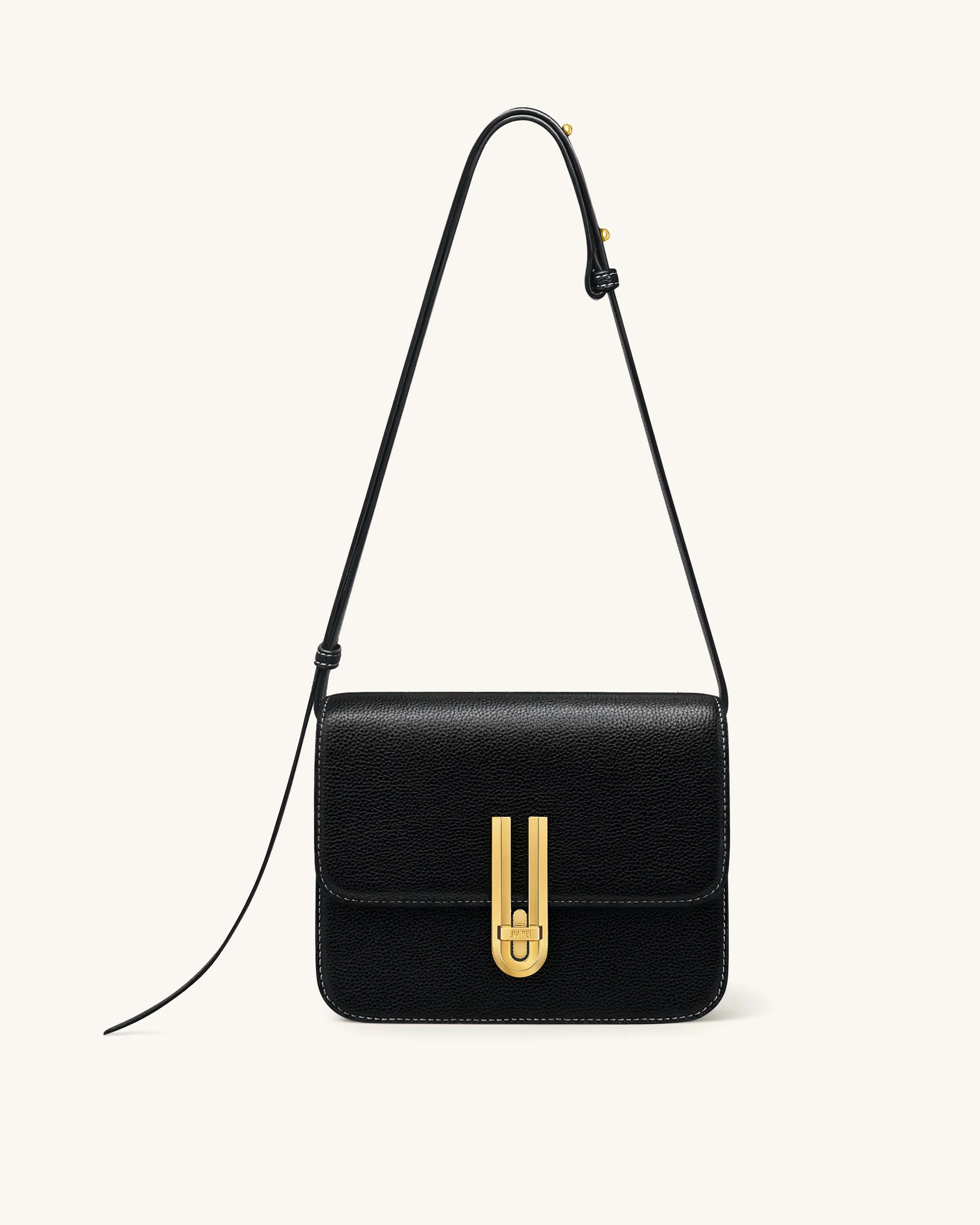 Evania Lock Pebbled Shoulder Bag - Black