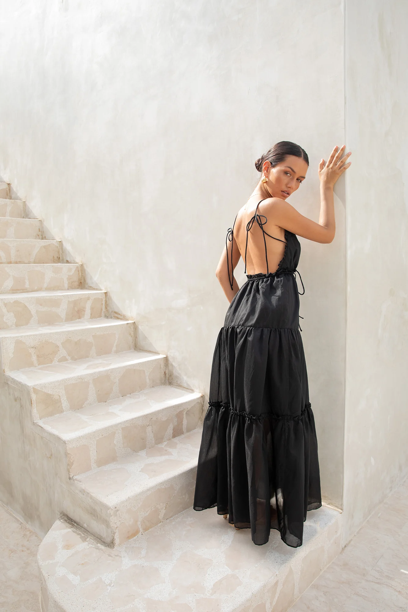 Dance In The Dark Halter Maxi Dress Black