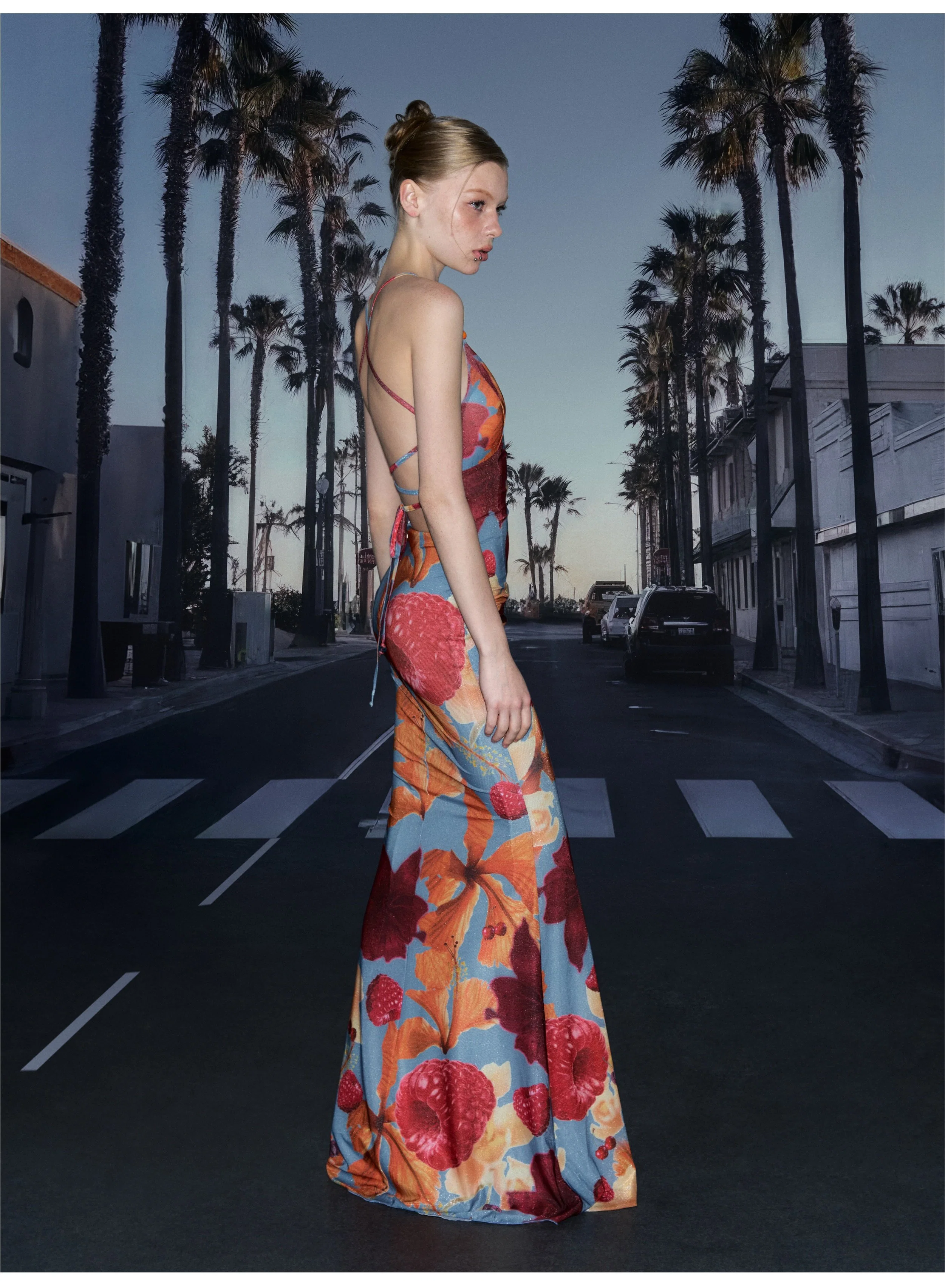 Fitted Backless Print Dress