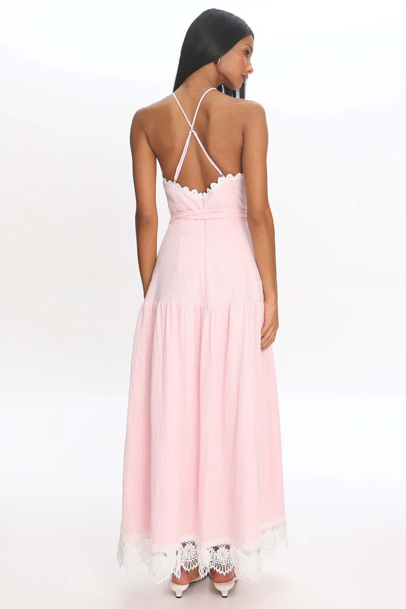 Promise Keeper Crochet Trim Maxi Dress Blush Pink - luluinthesky