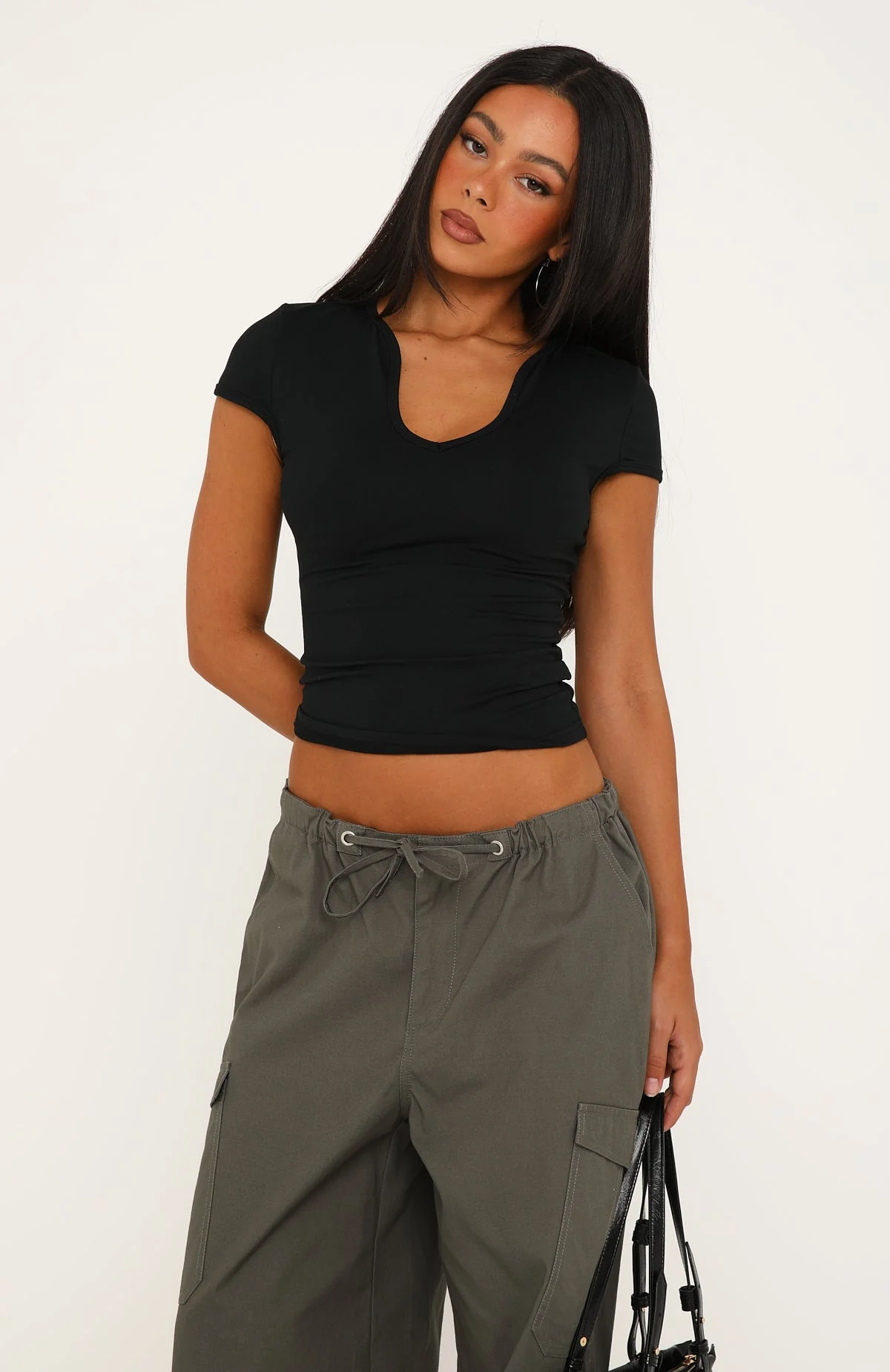 Time Won't Wait Short Sleeve Top Black