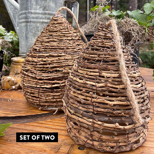 Grapevine Bee Skeps, Set of 2