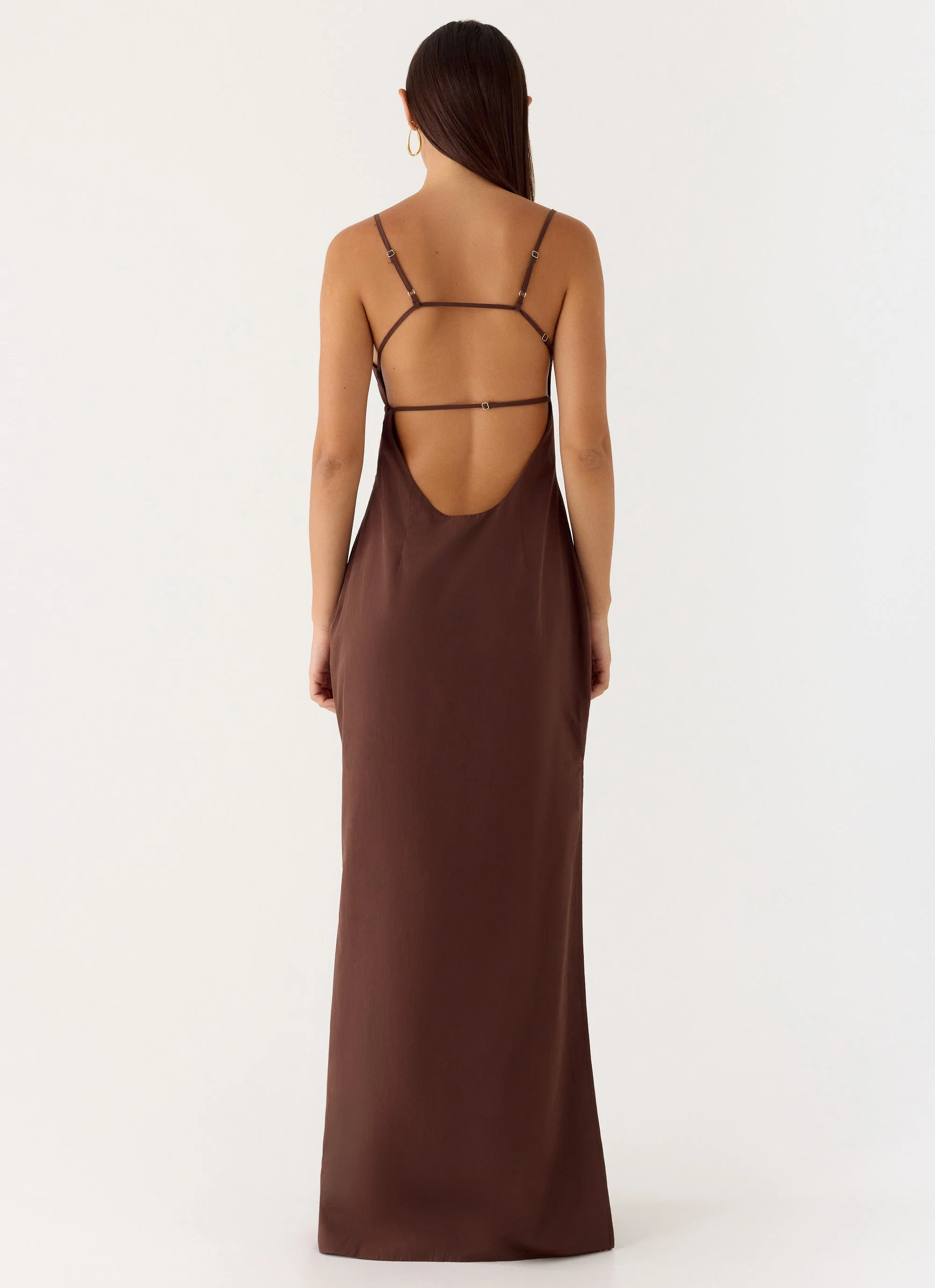 Off The Table Linen Maxi Dress - Chocolate