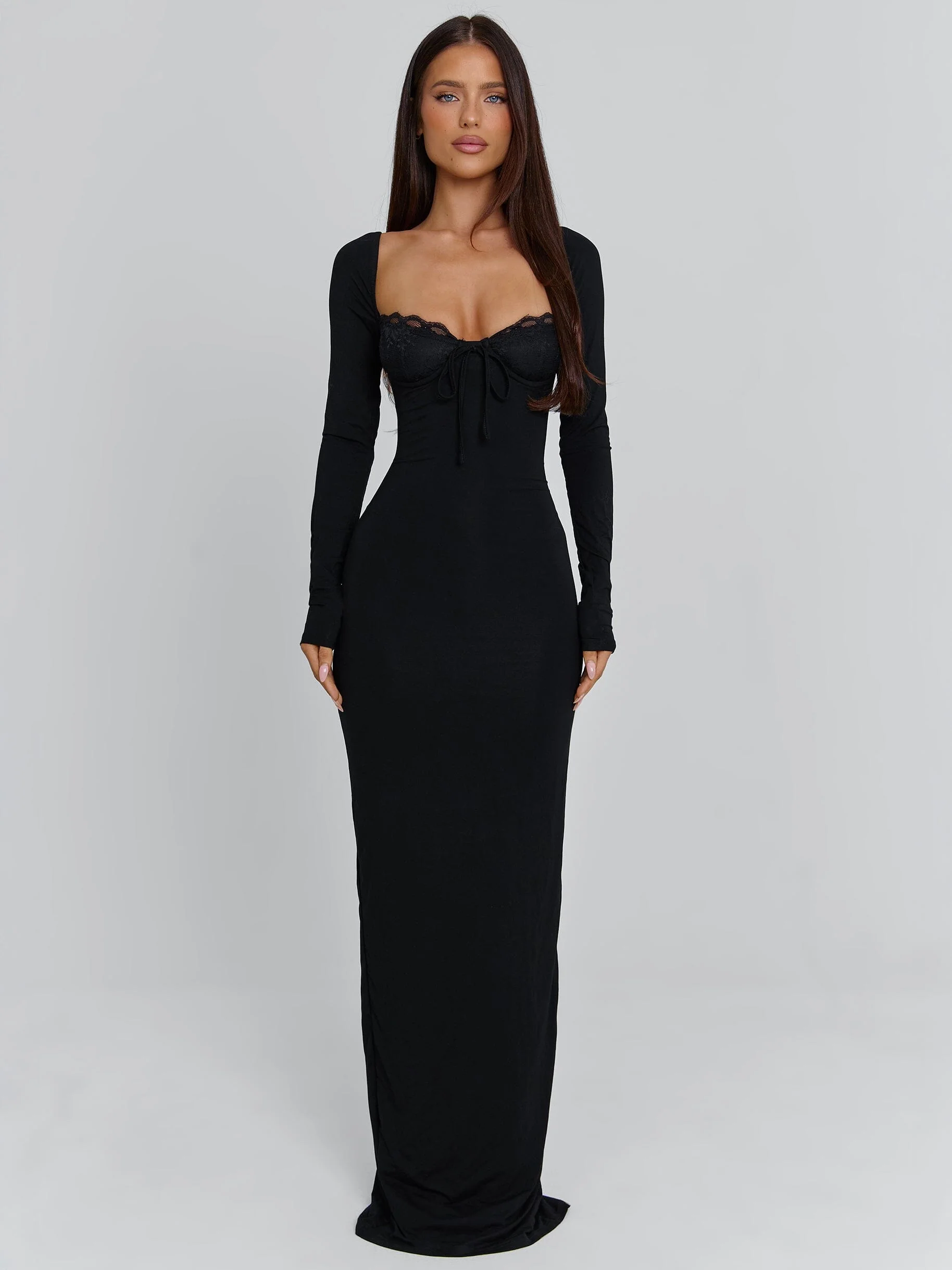 DIONNE LONG SLEEVE MAXI DRESS BLACK