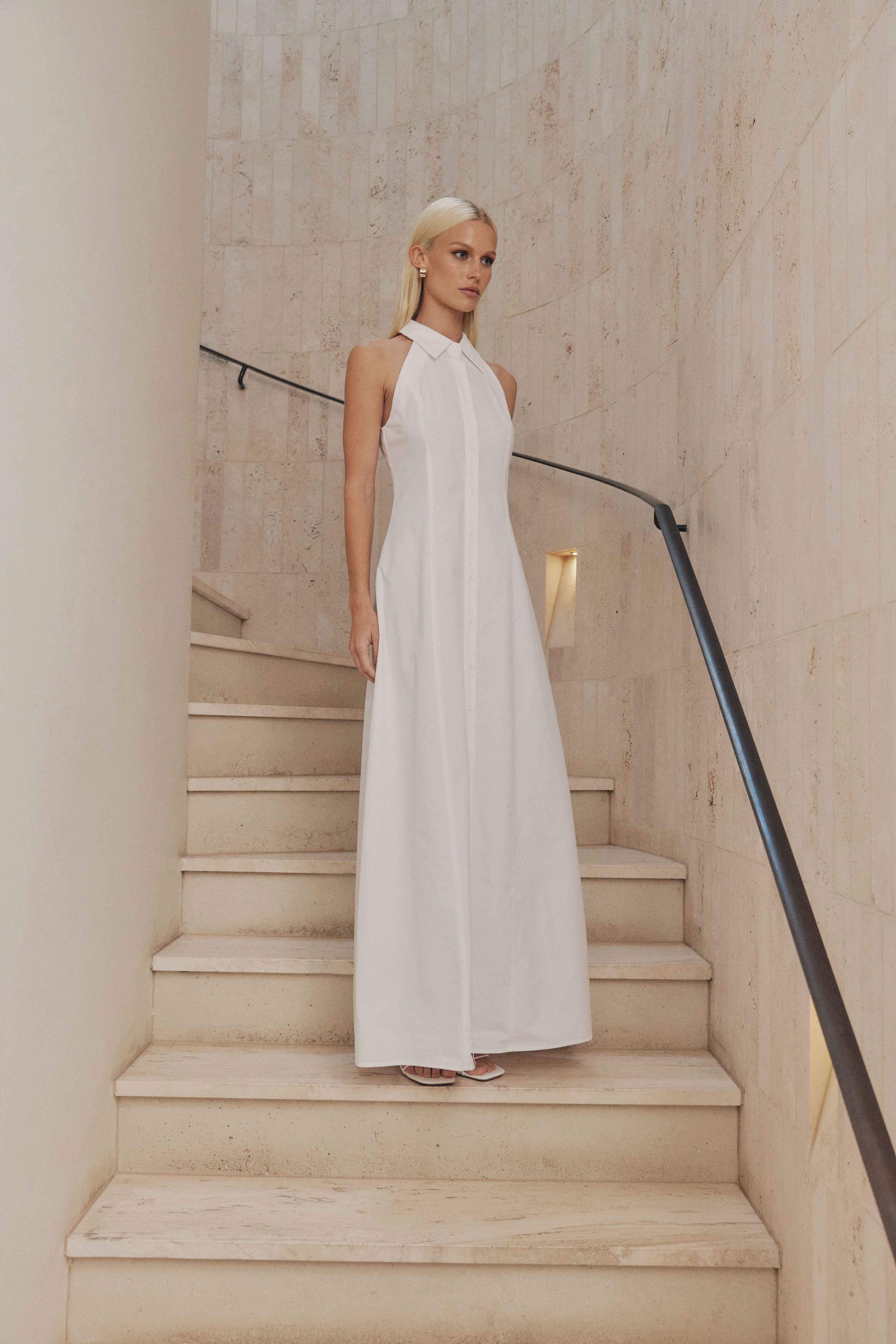 CURAAE Chelsea Sleeveless Maxi Dress in White