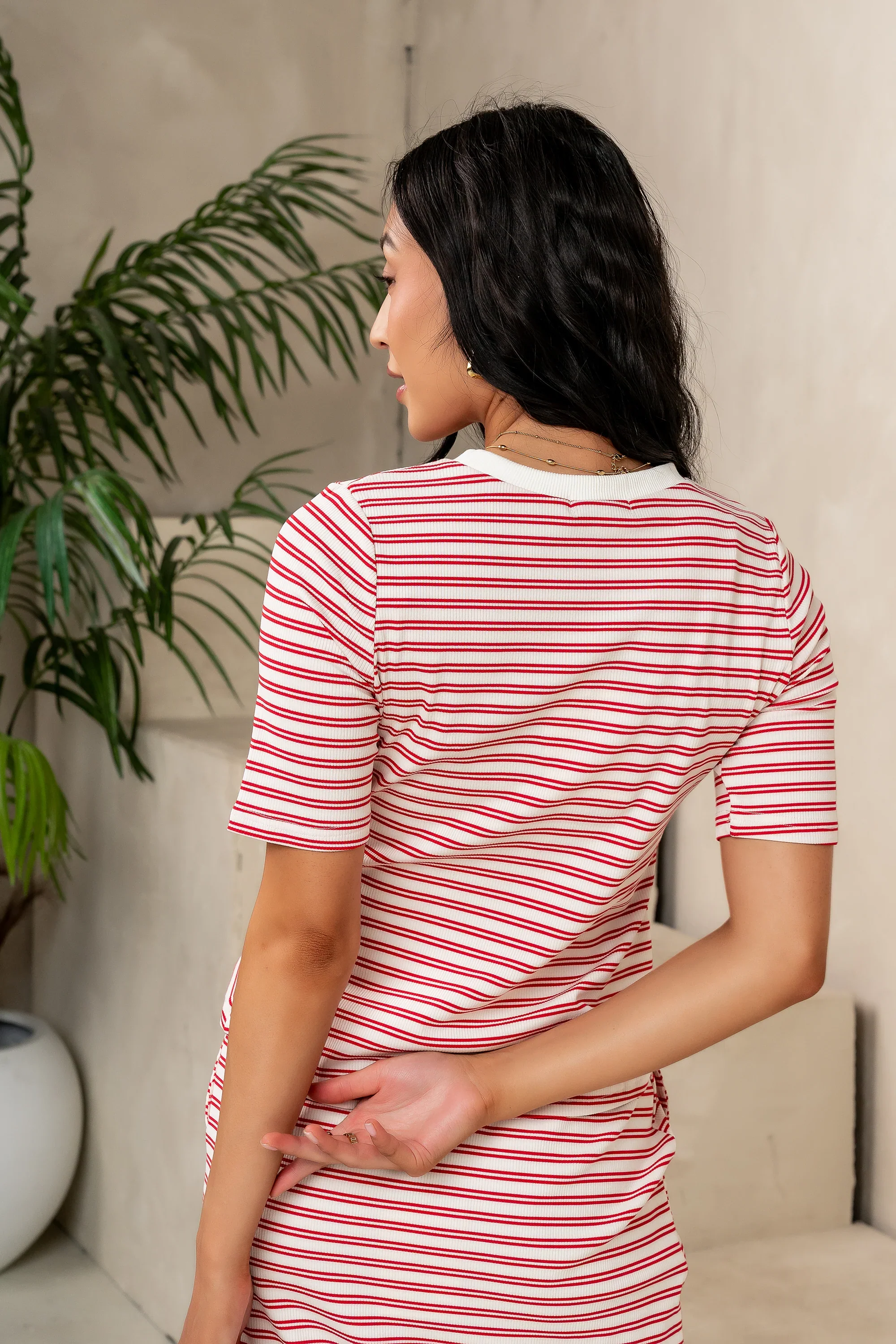 Niya Striped Top in Red