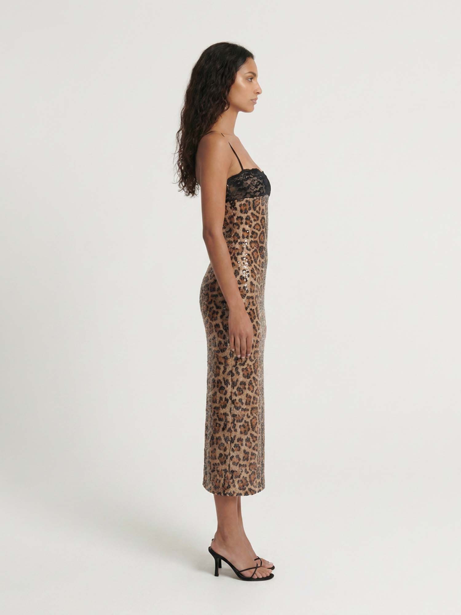 Leopard Sequin Midi Dress