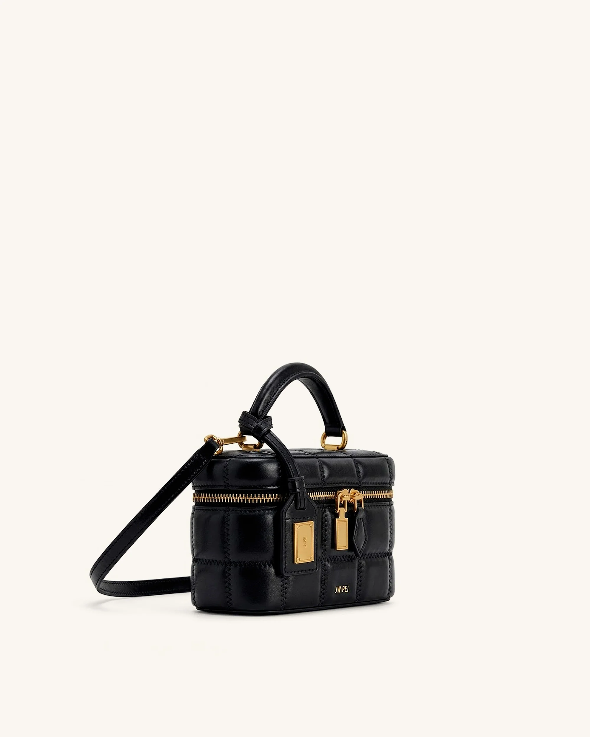 Cleo Box Shape Top Handle Bag - Black