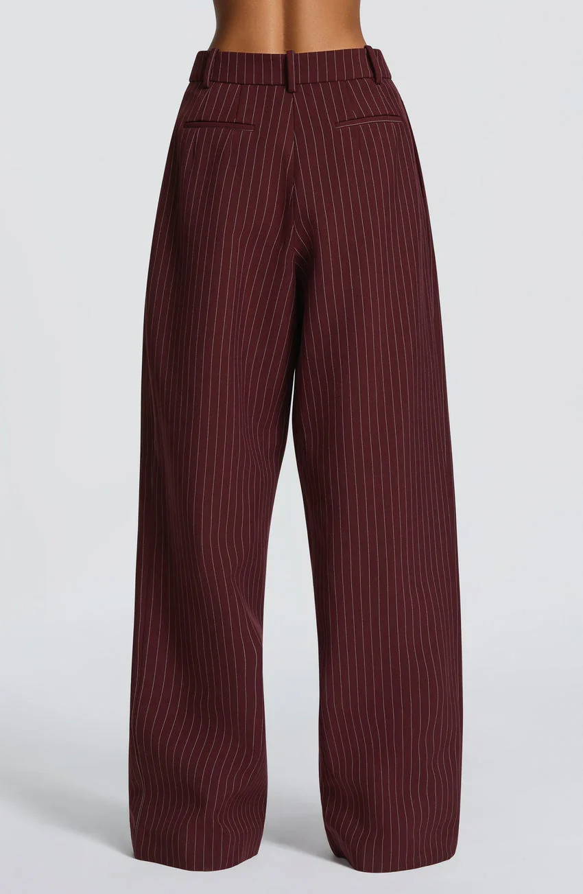 Kirsty Pants - Burgundy Pinstripe - luluinthesky