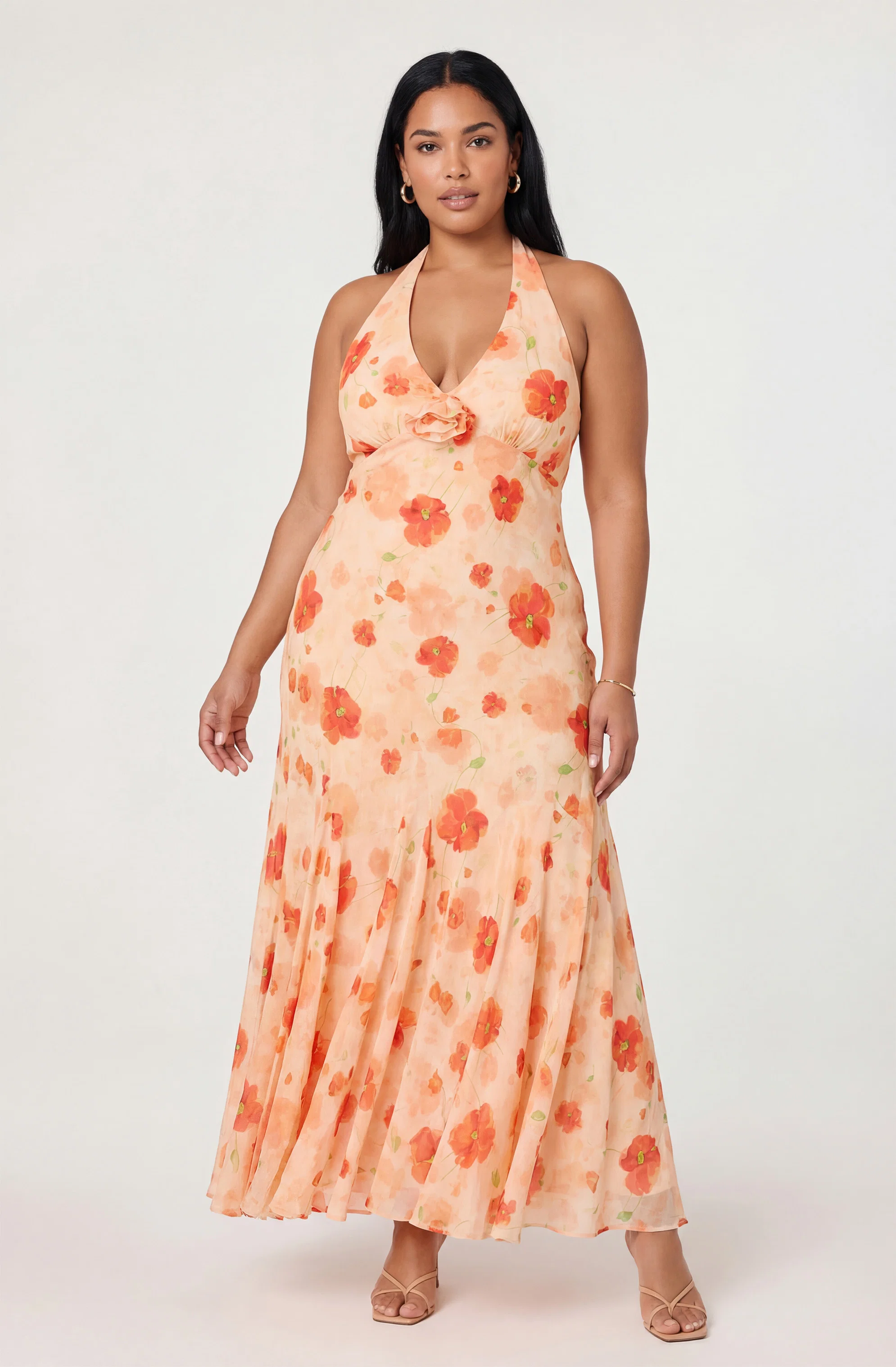 Yasmeen Floral Halter Godet Maxi Dress