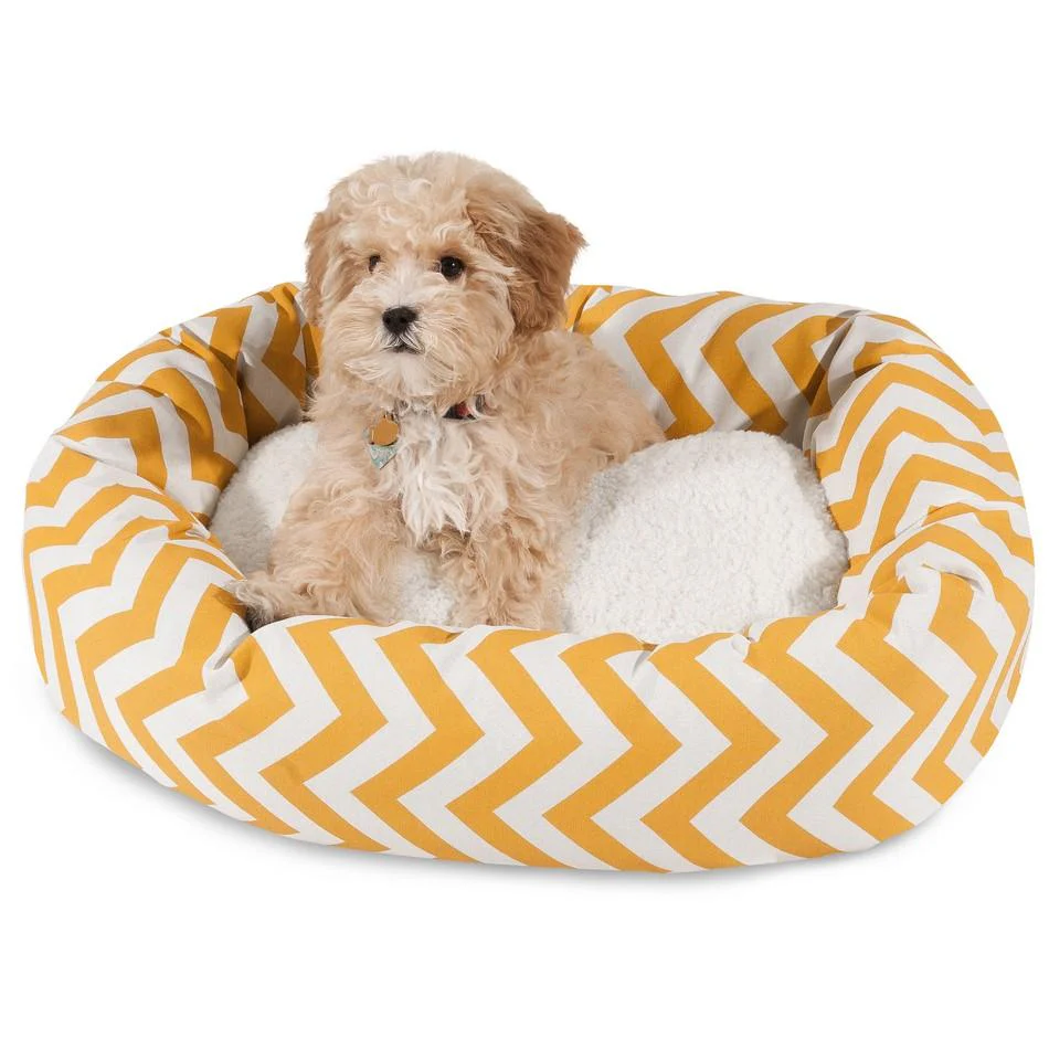 Chevron Sherpa Bagel Dog Bed