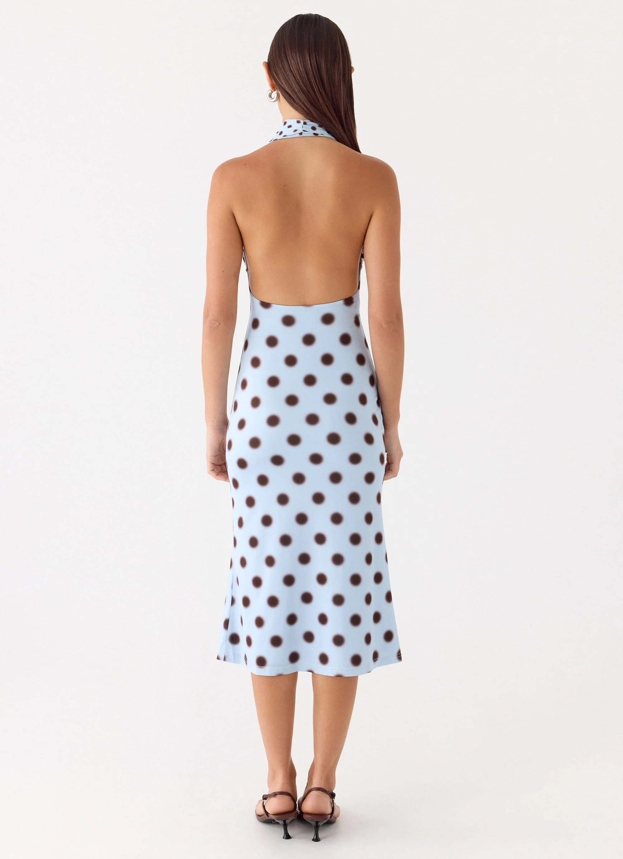 Awuku Midi Dress - Blue Mocha Dot