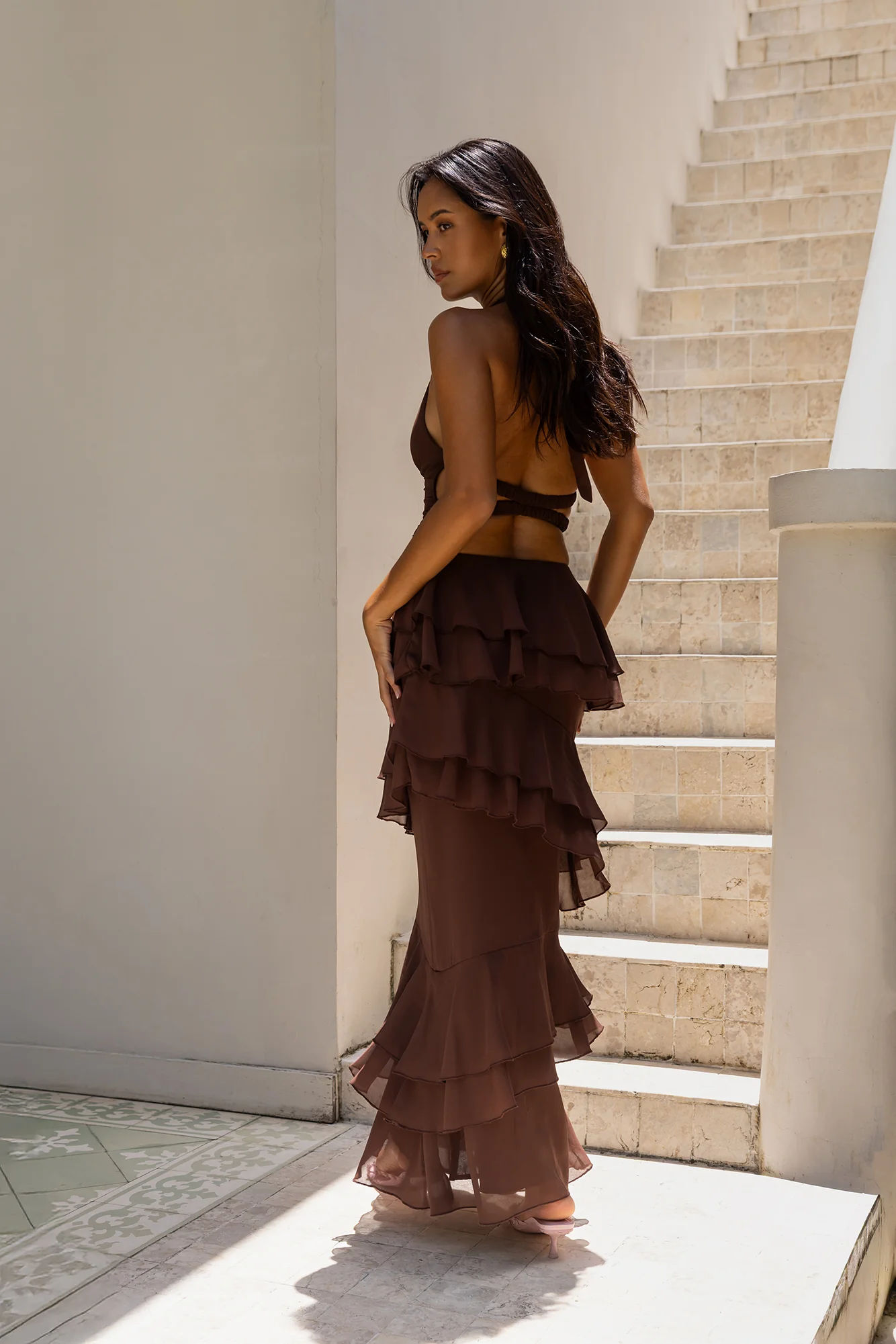 Path Of Fate Halter Maxi Dress Brown - luluinthesky