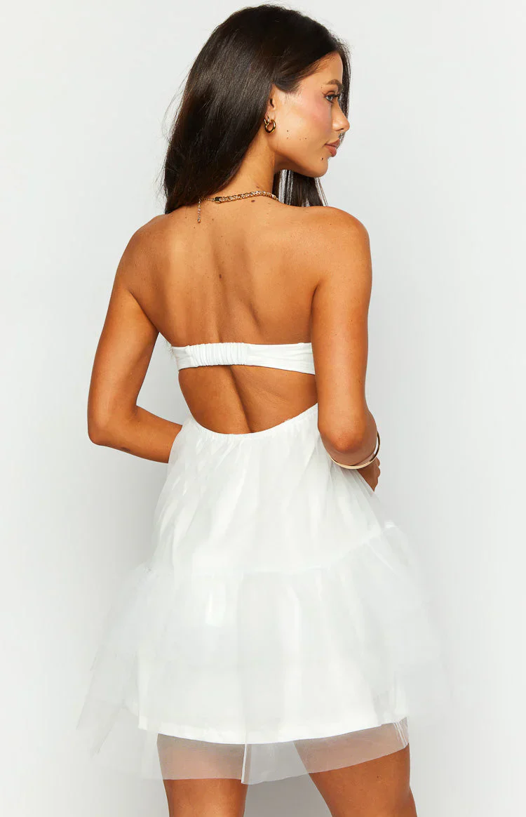 Amba White Strapless Mini Dress - luluinthesky
