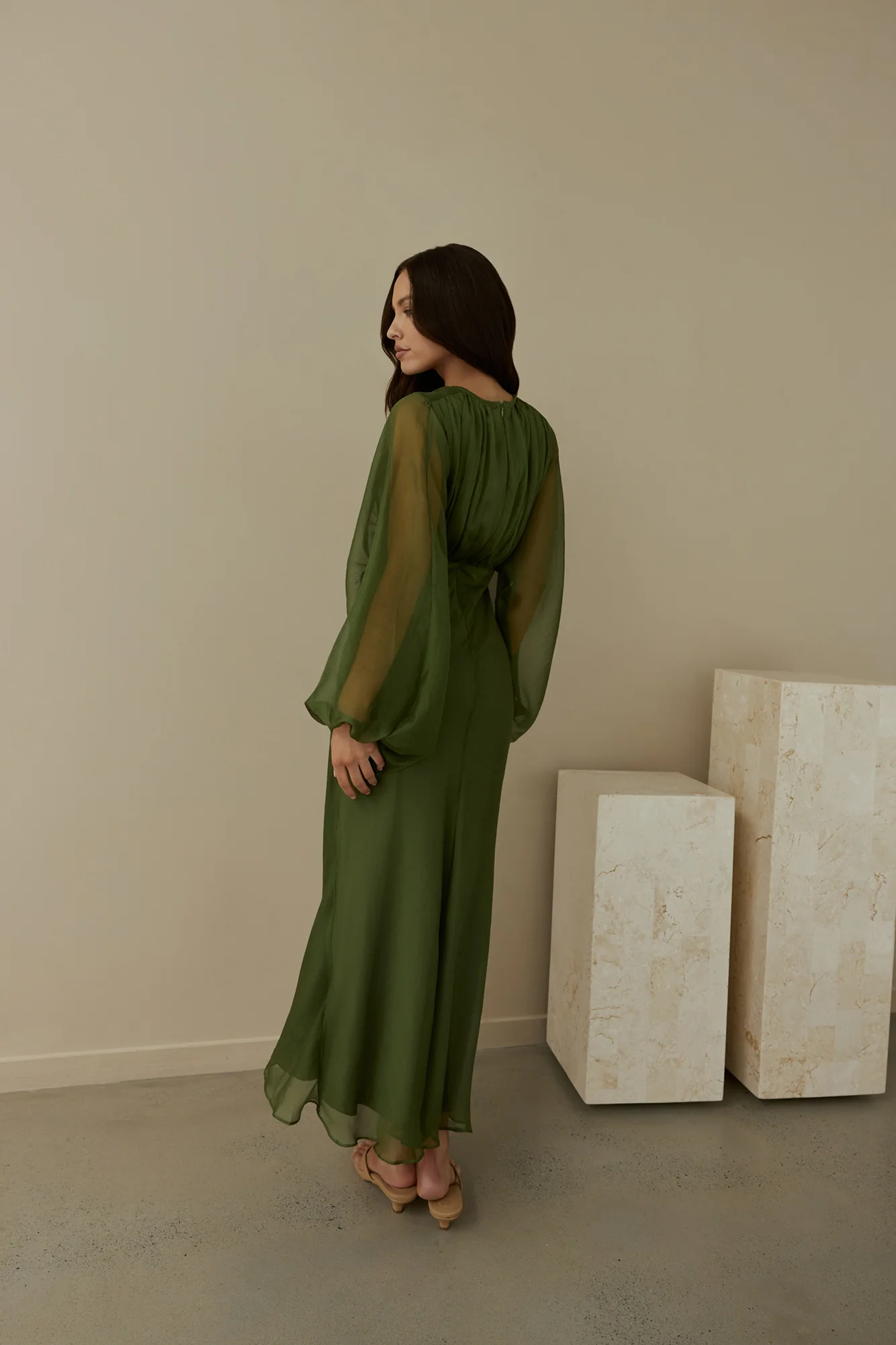 Our Nostalgia Long Sleeve Maxi Dress Green