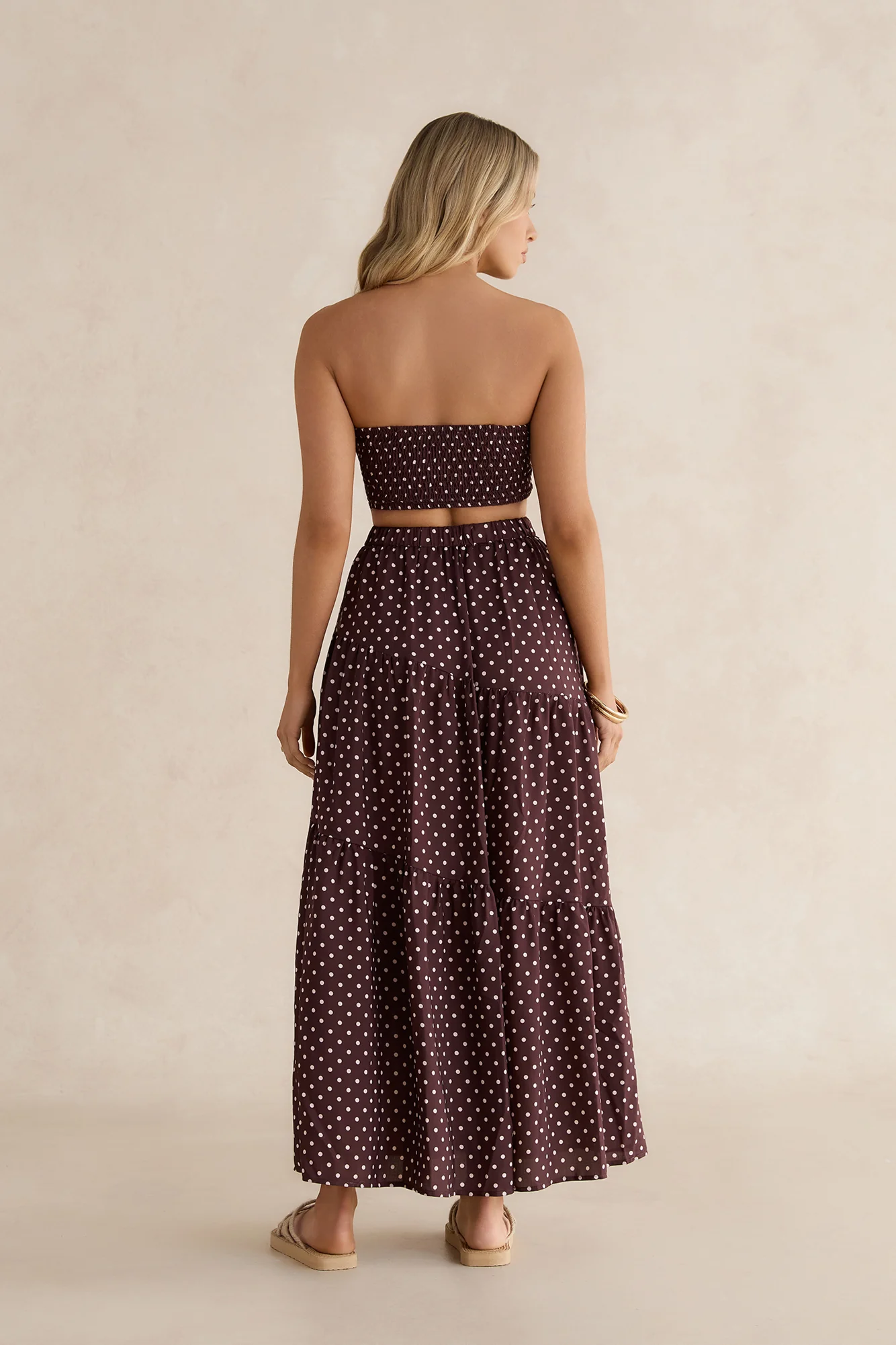 Shimmering Sands Polka Dot Crop Top Brown
