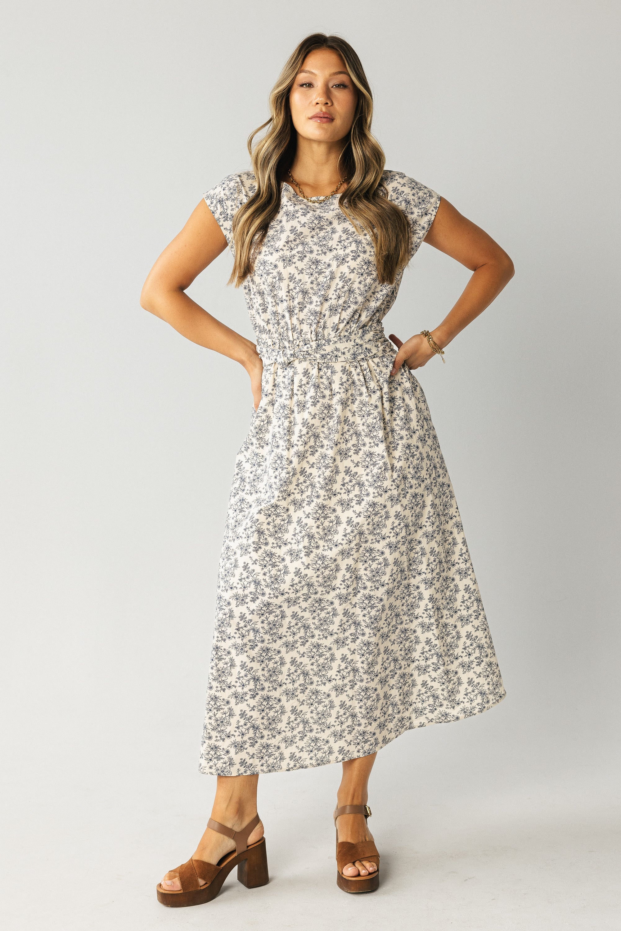 Heather Floral Maxi Dress in Blue