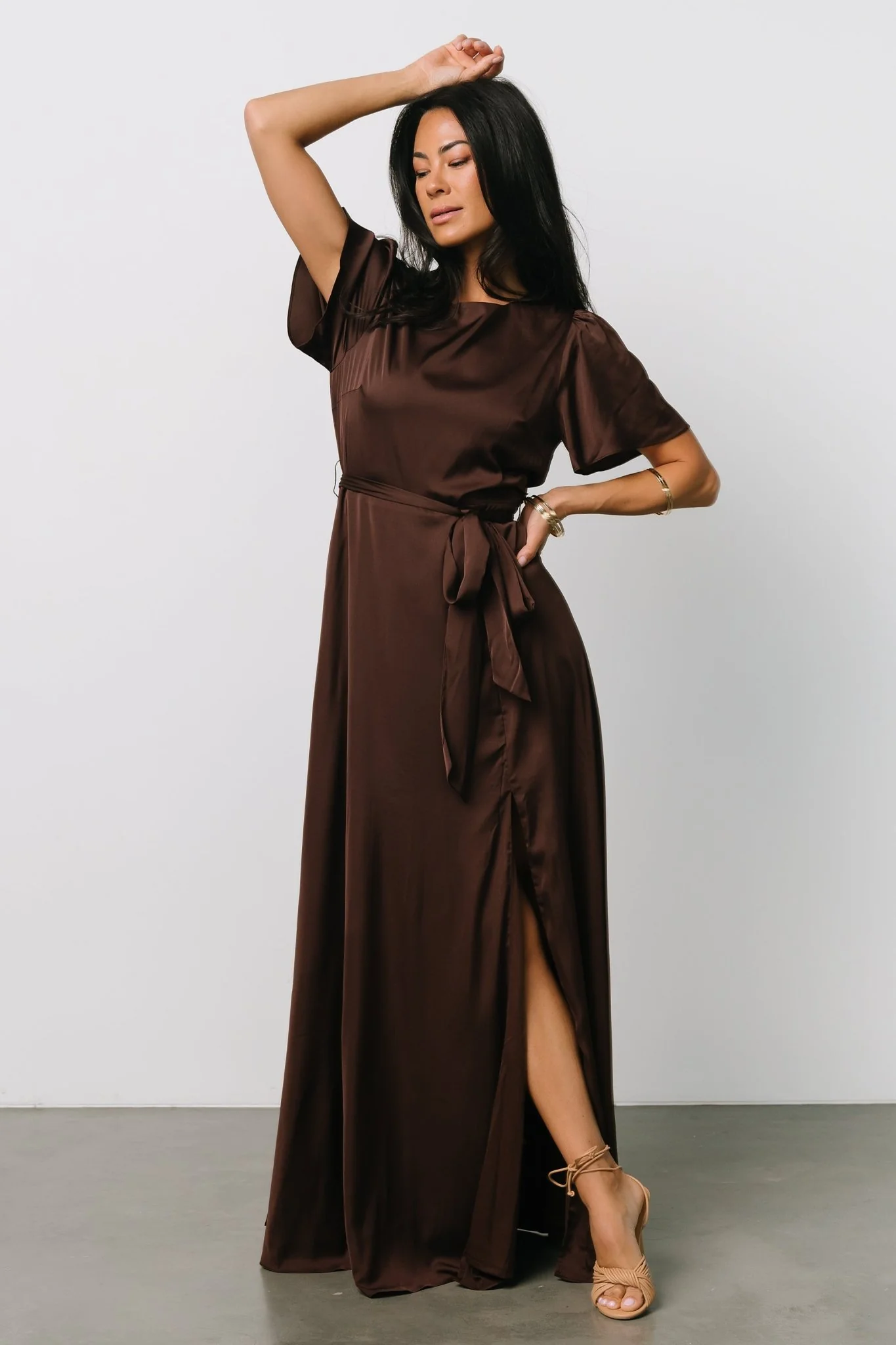 Agnes Satin Maxi Dress | Espresso - luluinthesky