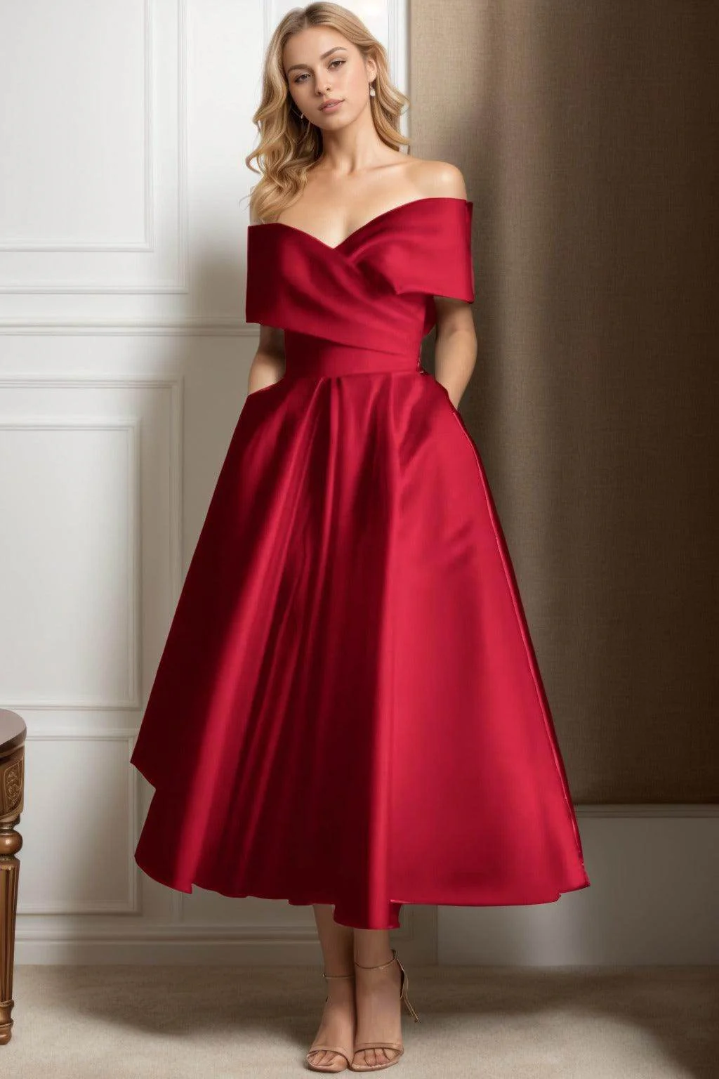 A-Line Ankle Length Satin Graduation Dresses CS0564
