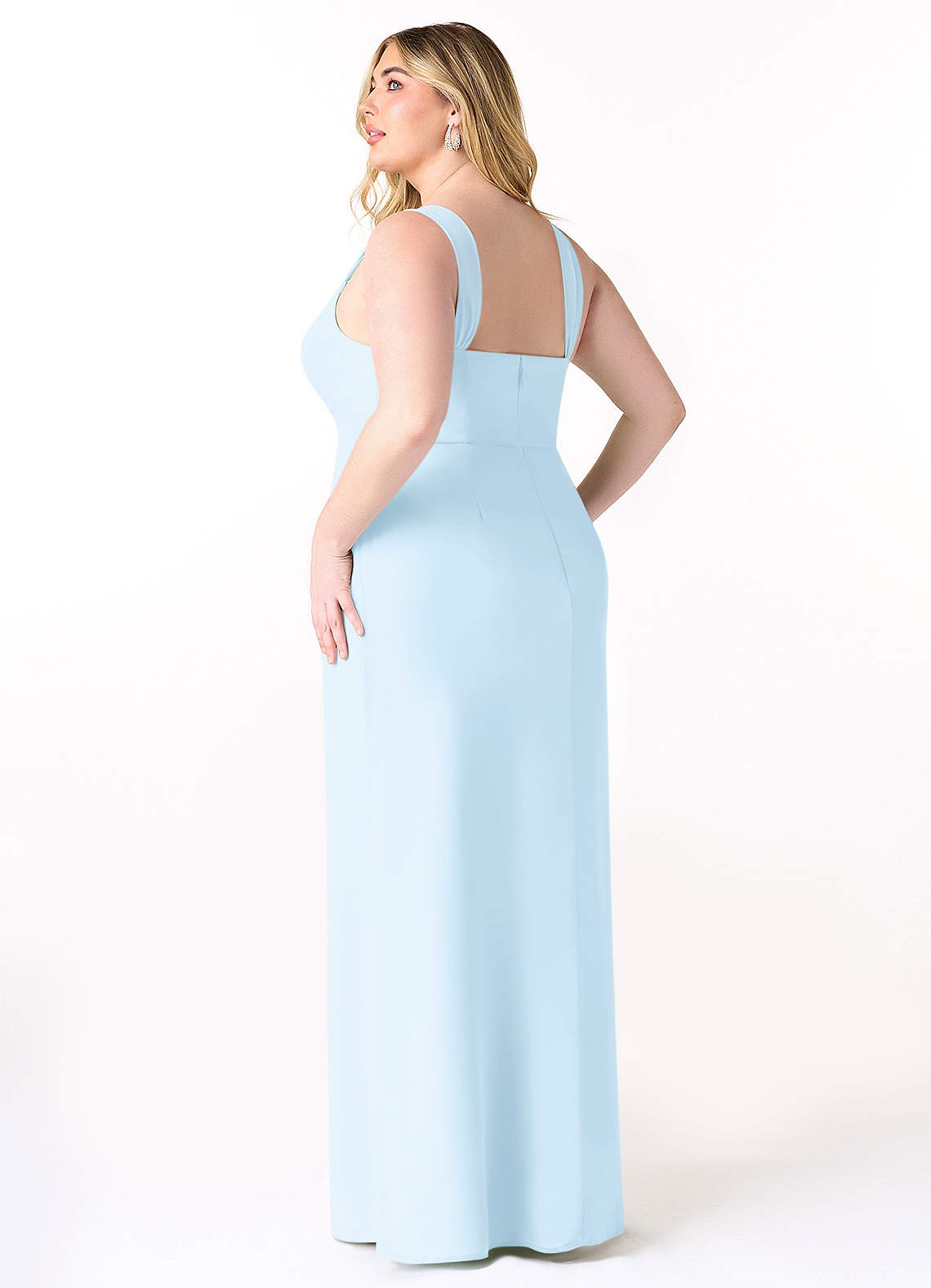 Sky Blue Sheath Pleated Chiffon Dress