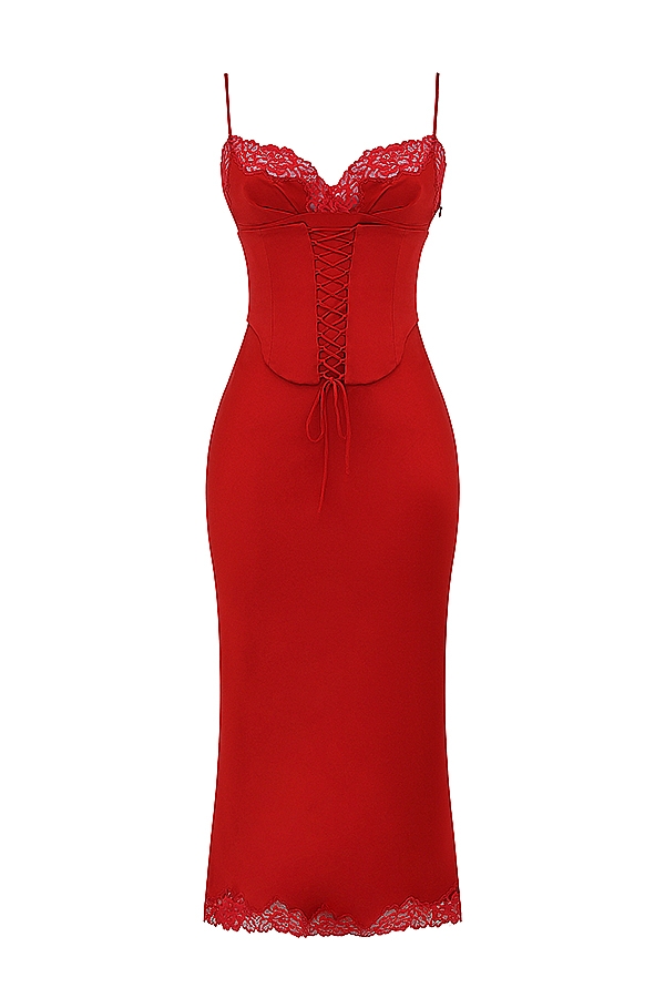 Red Rose Satin Slip Dress