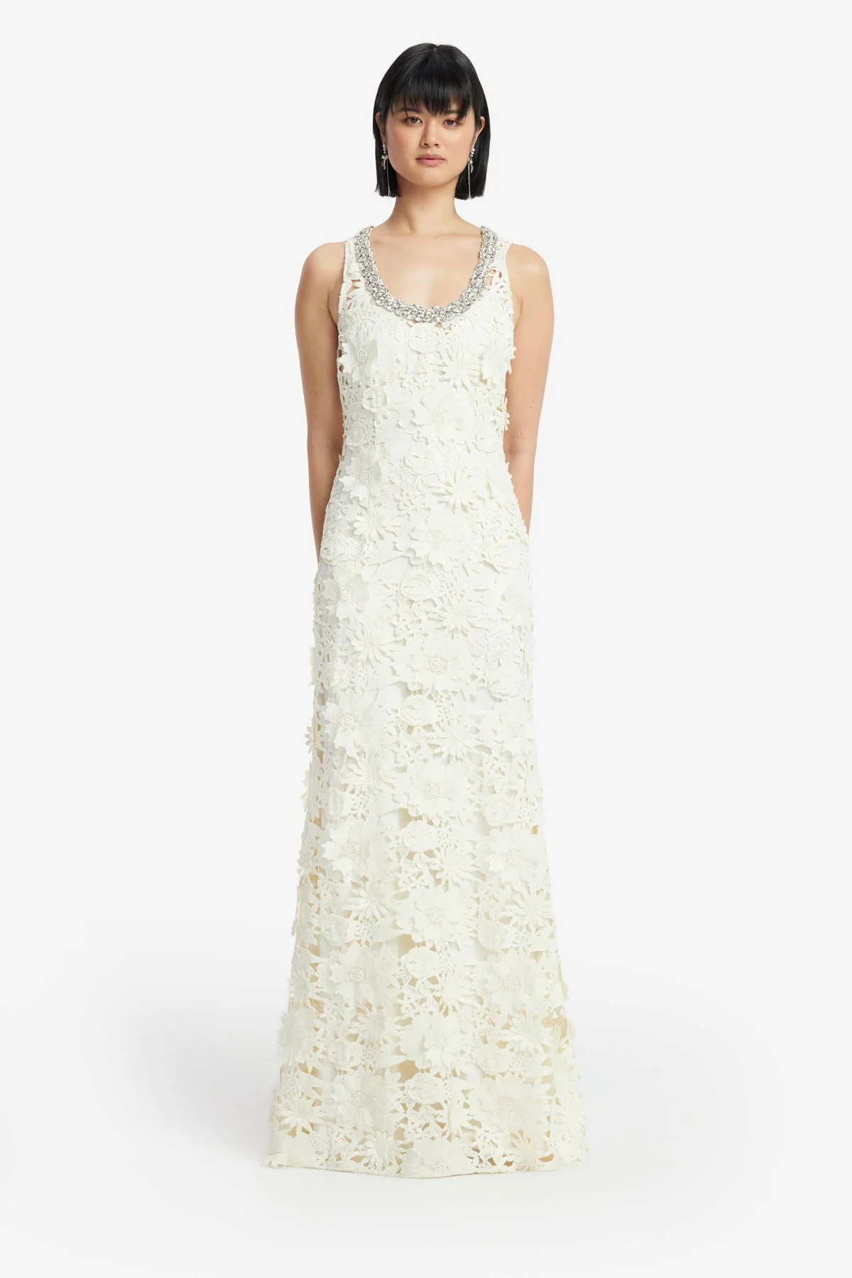Helena Embellished Lace Maxi Dress - Snow