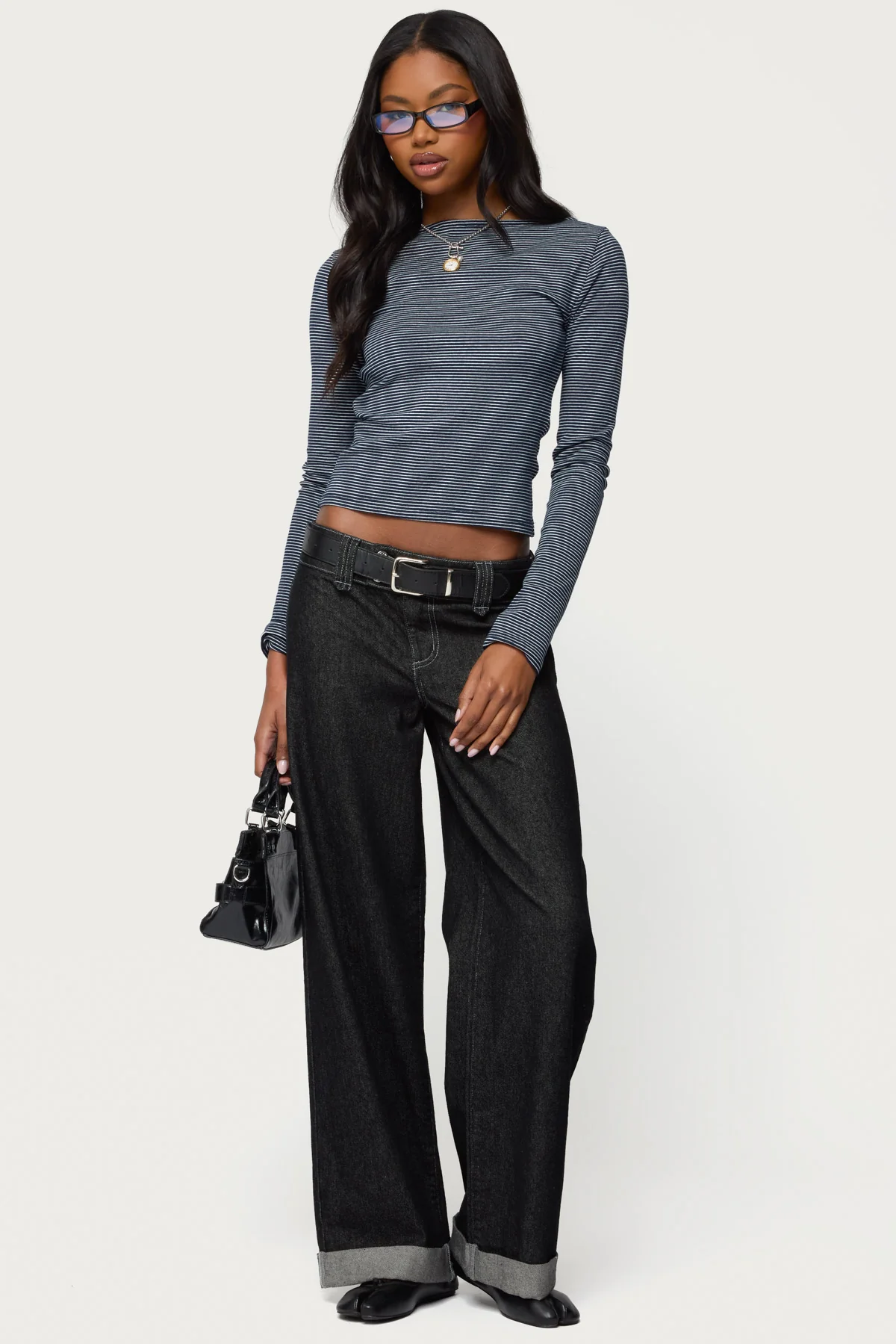 Loria Striped Boat Neck Top