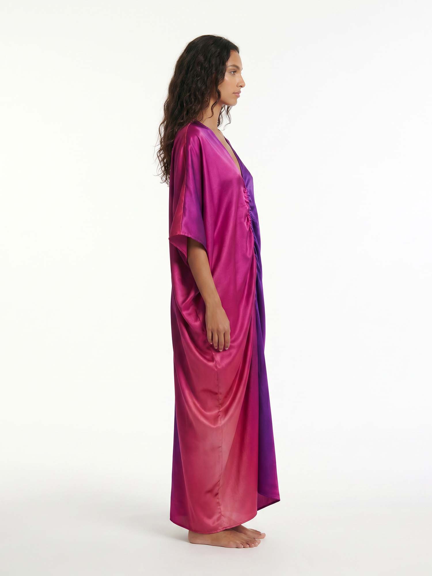 Violet Ombre Drape Maxi Dress