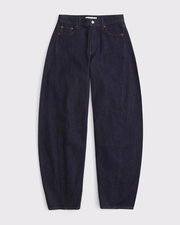 Drapey Rigid  High Rise Ultra Barrel Jean - Rinse