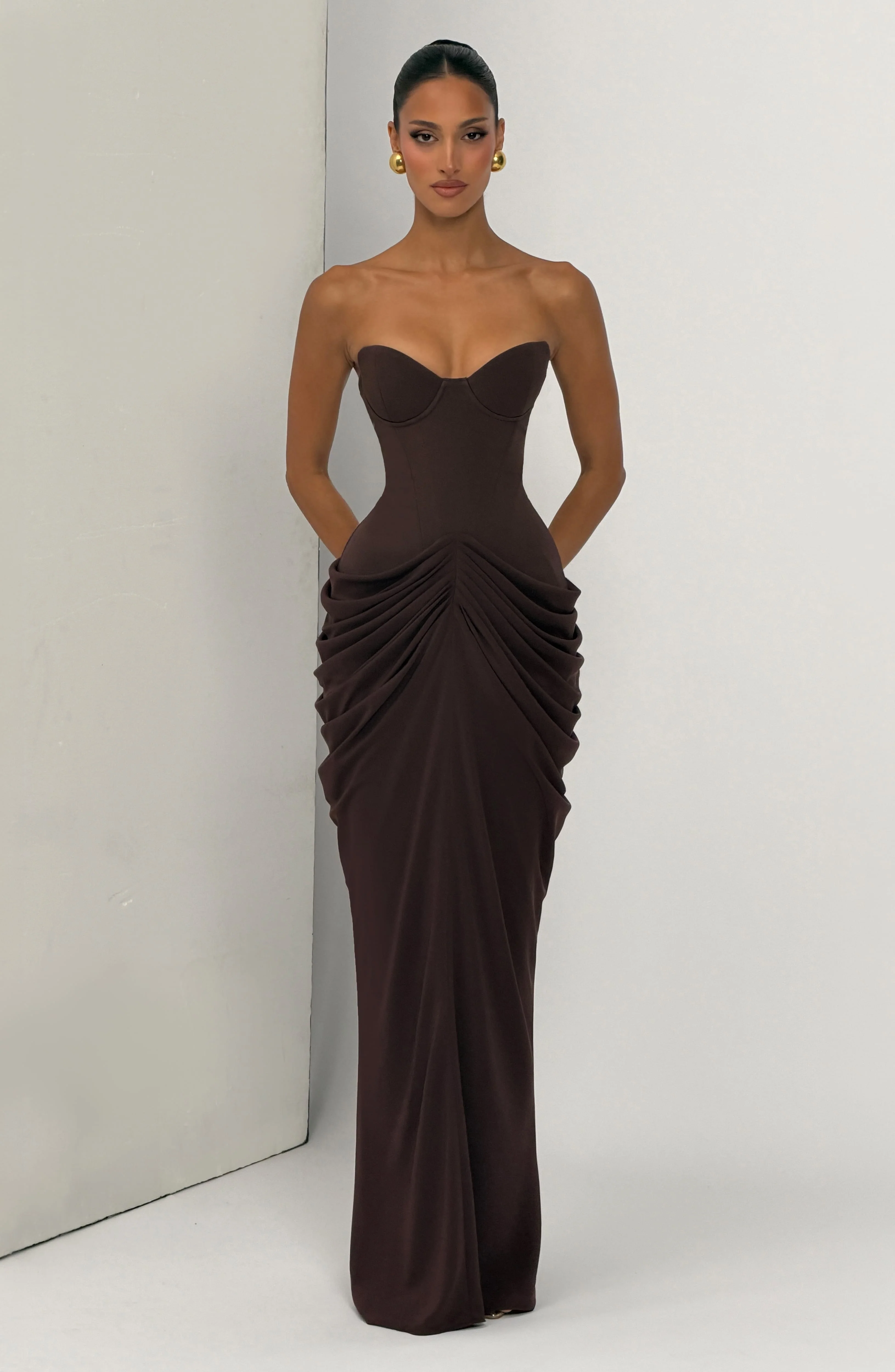 Chiara Maxi Dress - Plum Brown