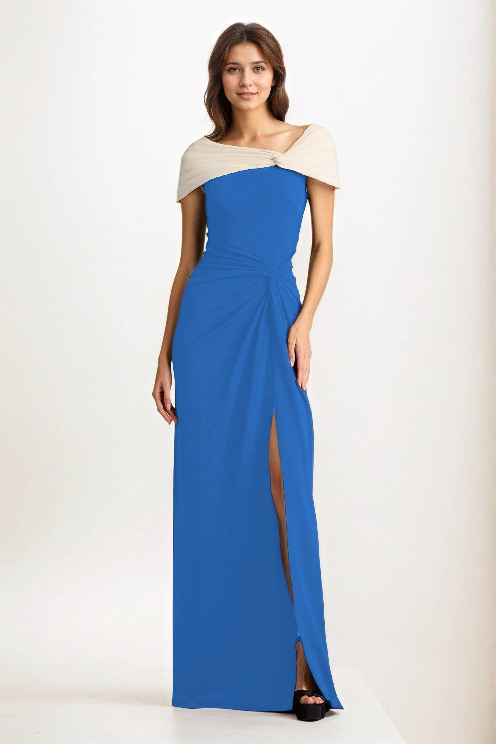 Sheath-Column Maxi Chiffon Wedding Guest Dress CG0279