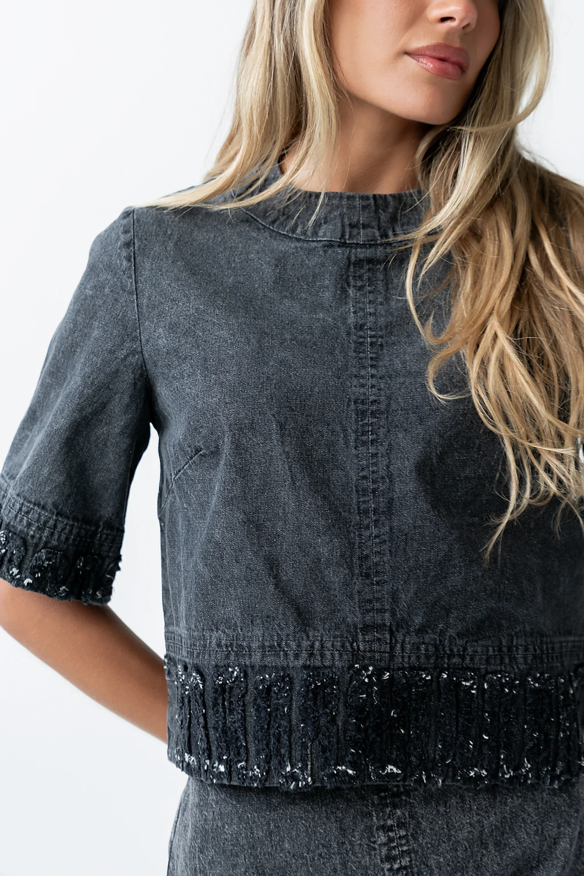 Jana Denim Top in Black