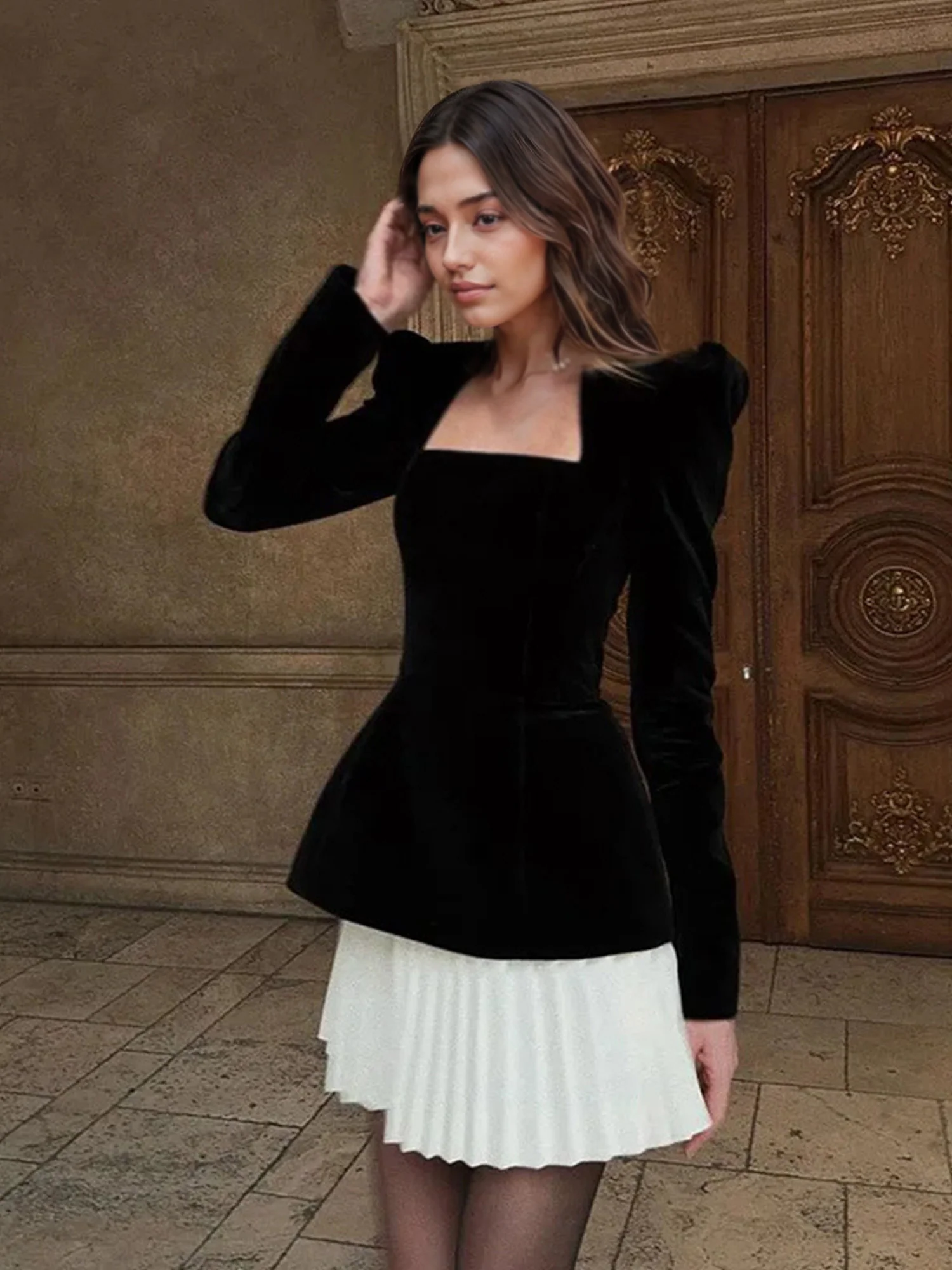 Pleated Mini Dress Set