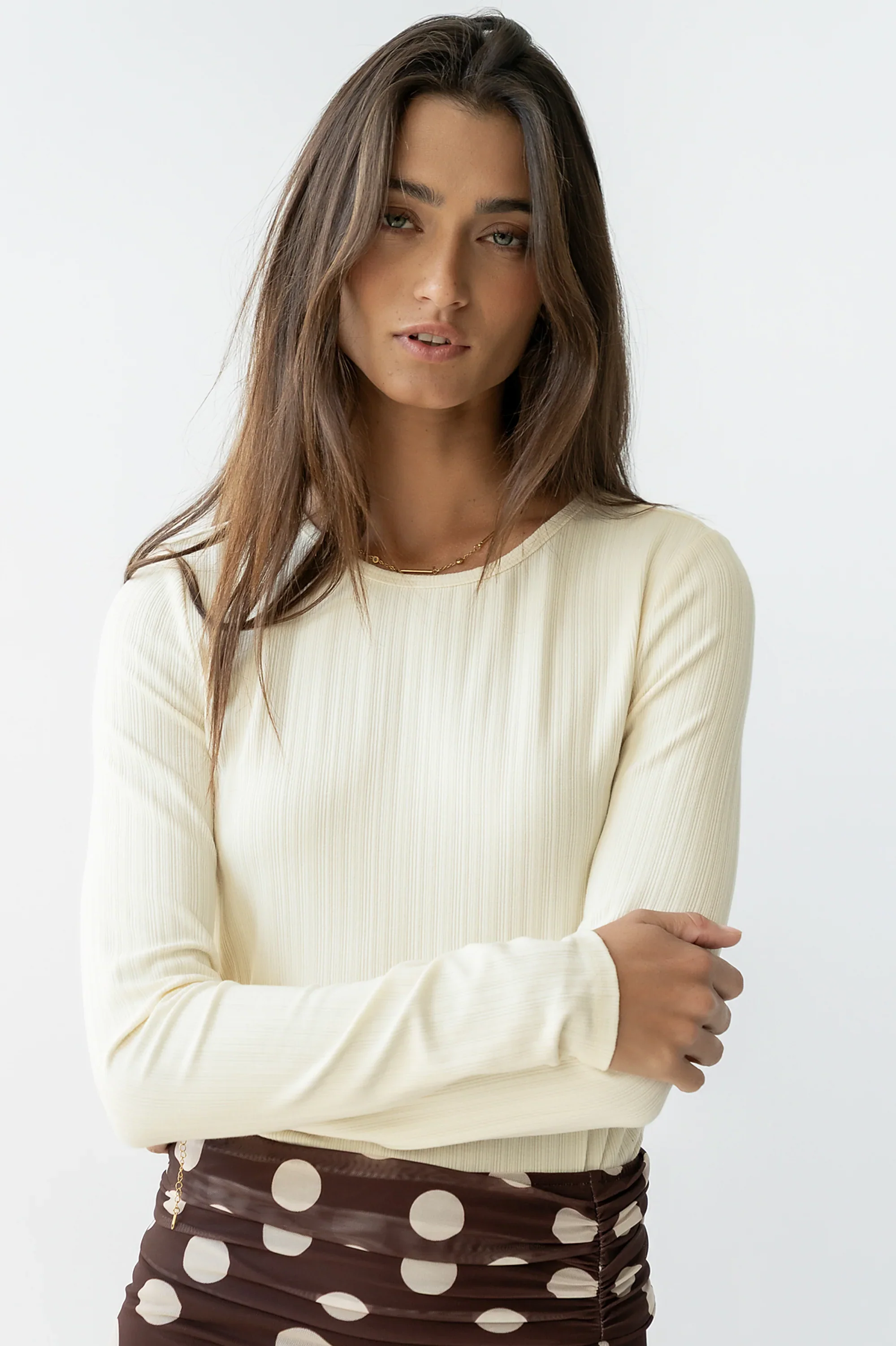 Marceline Textured Top in Cream