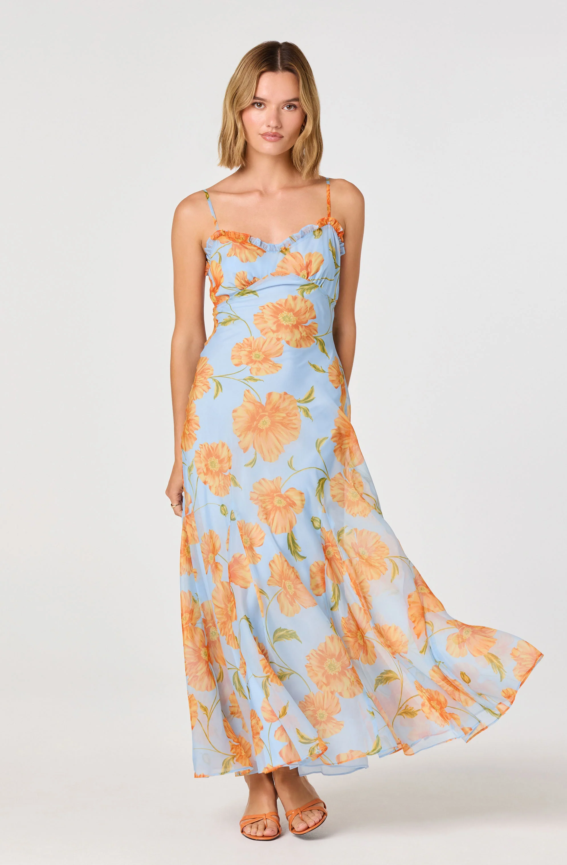 Maeryn Plaid Ruffle Trim Maxi Dress
