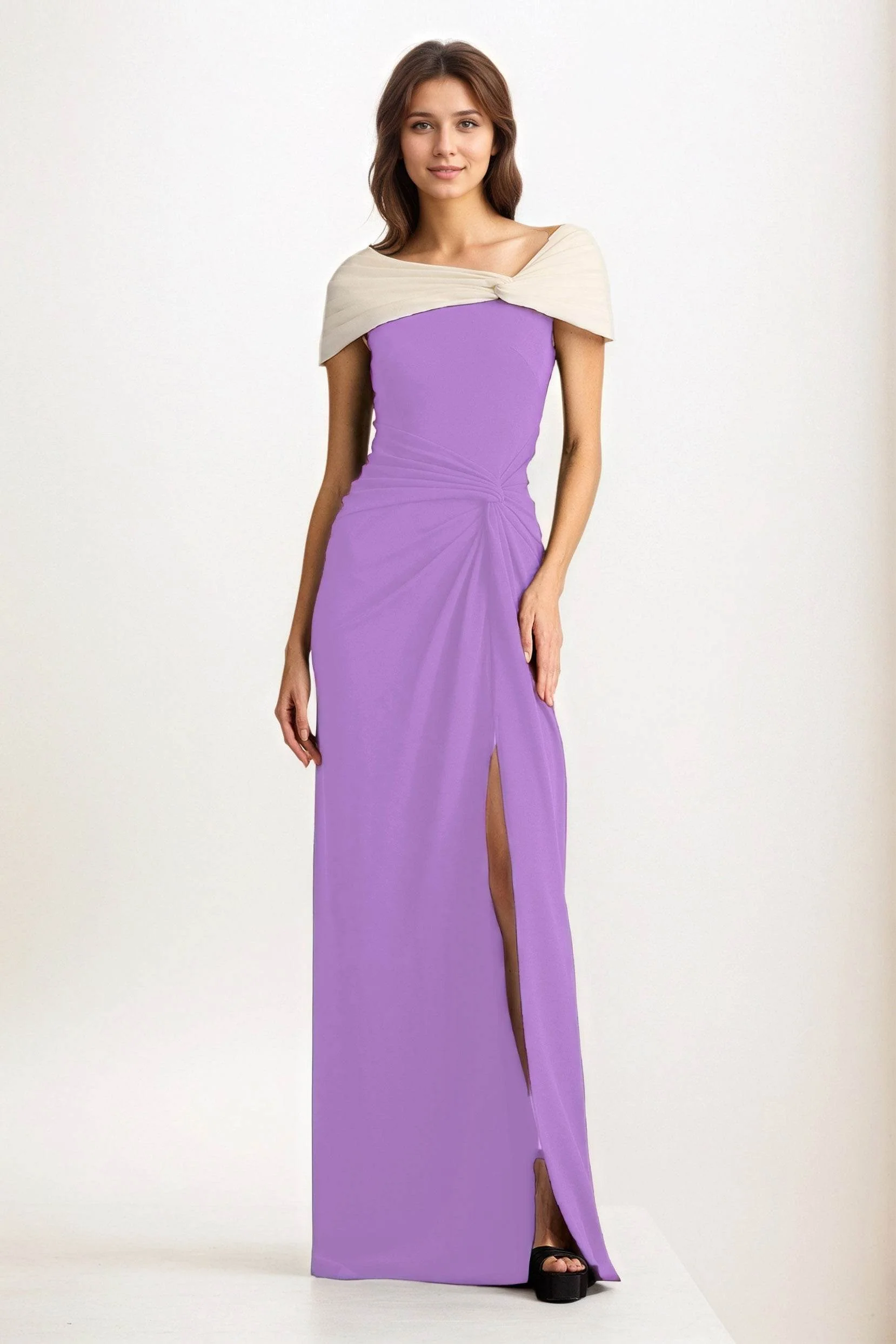 Sheath-Column Maxi Chiffon Wedding Guest Dress CG0279