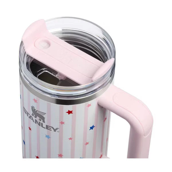 Stanley 30 oz Stainless Steel H2.0 FlowState Quencher Tumbler Pink Starry Stripes