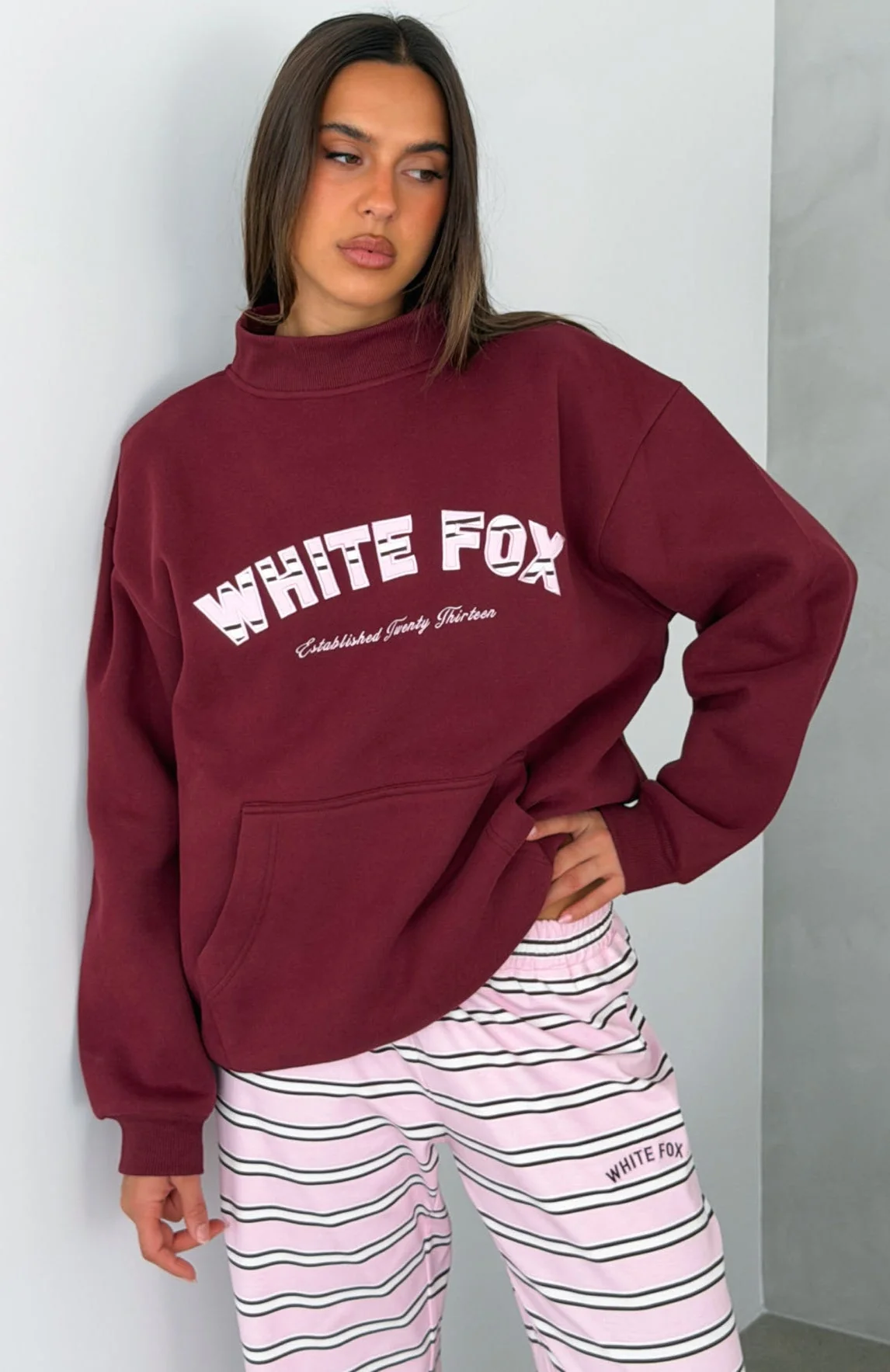 Be Good To Me Mock Neck Sweater Burgundy