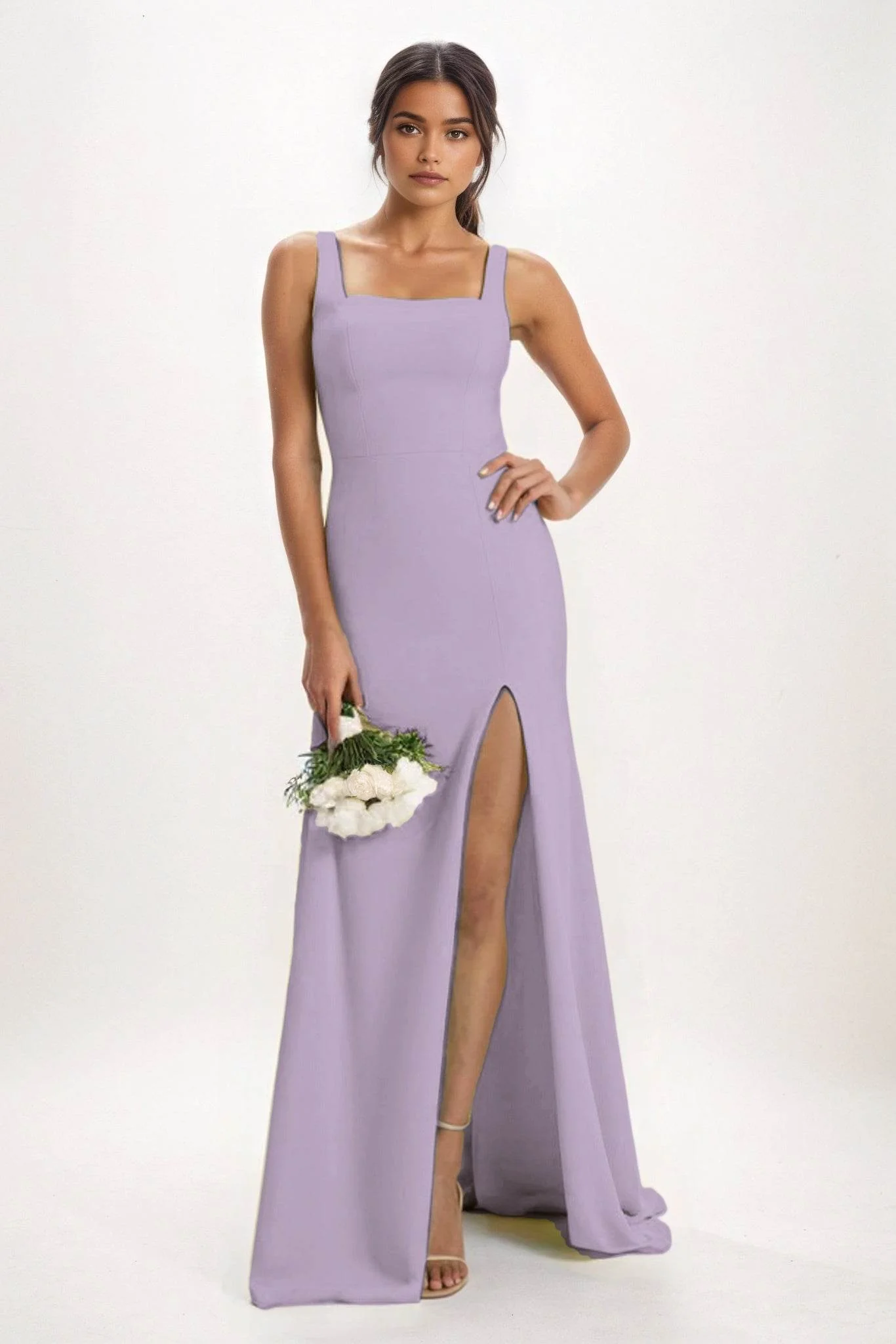 Sheath-Column Maxi Chiffon Bridesmaid Dress CB0826