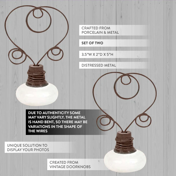 Vintage Doorknob Photo Holder, Set of 2