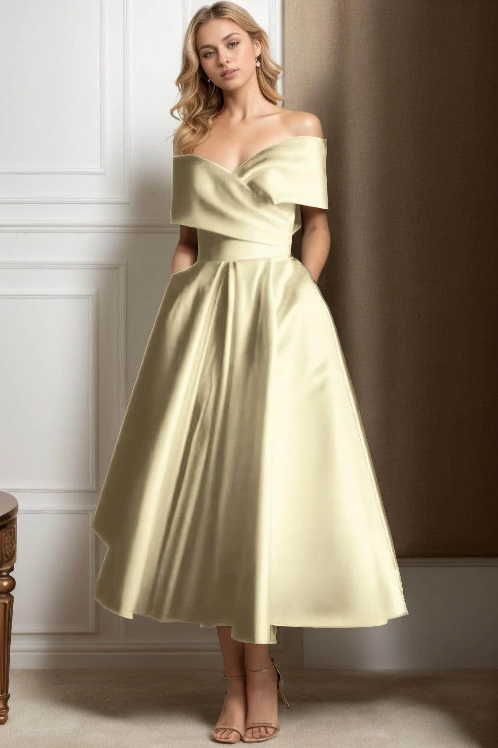 A-Line Ankle Length Satin Graduation Dresses CS0564