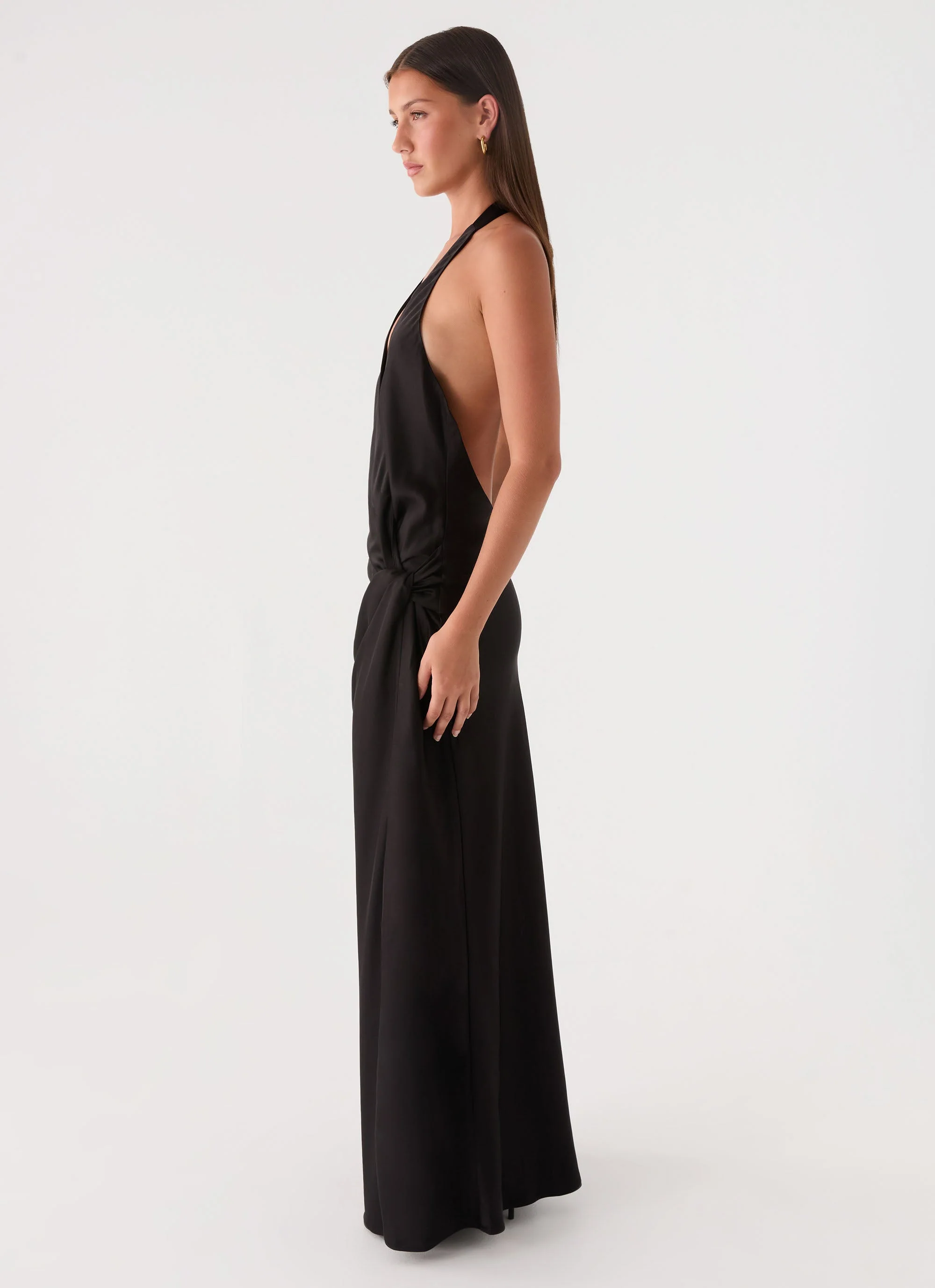 Lumae Halter Maxi Dress - Black - luluinthesky
