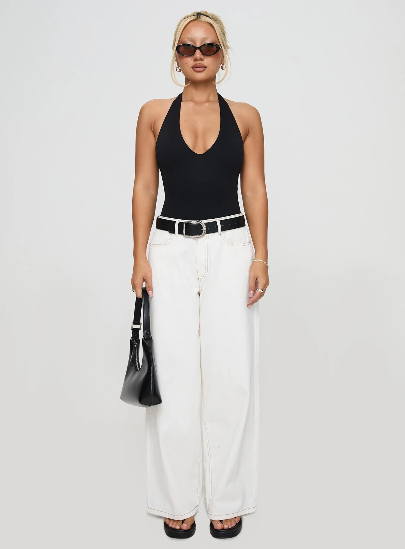 Someone New Halter Bodysuit Black