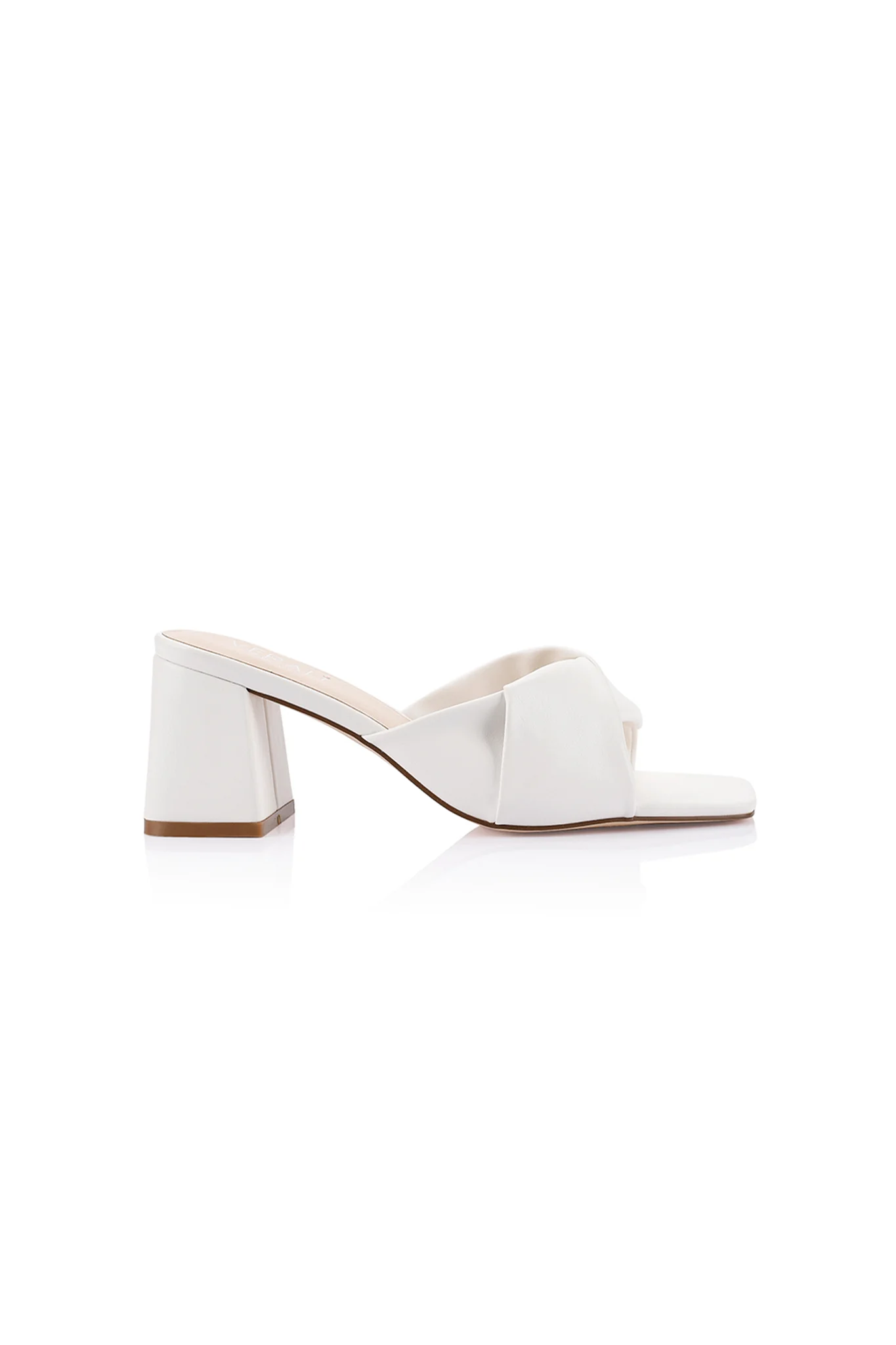 VERALi Stella Block Heel Mules Chalk Smooth