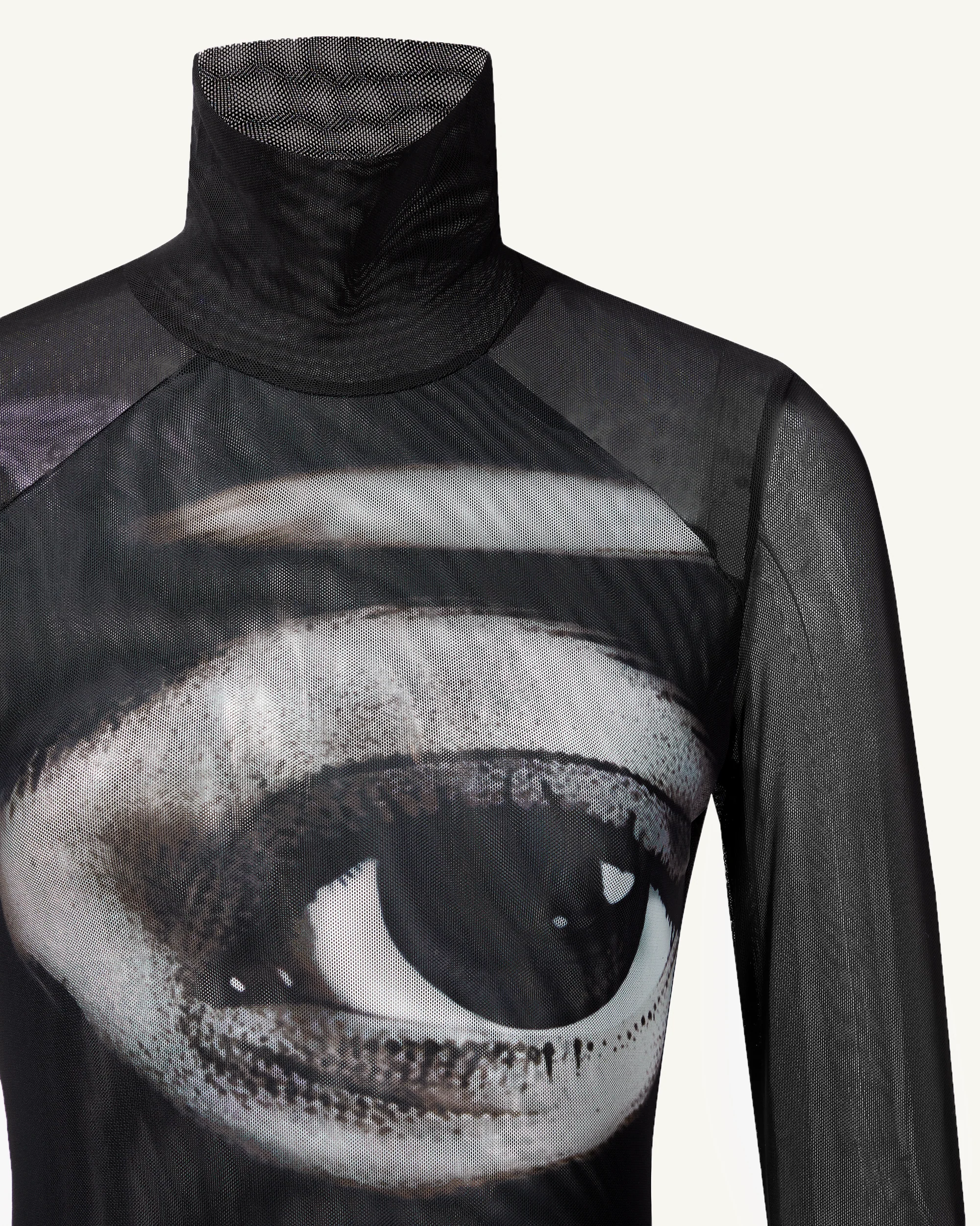 Sophia Eye Print Mesh Dress - Black/White - FASHION NOB