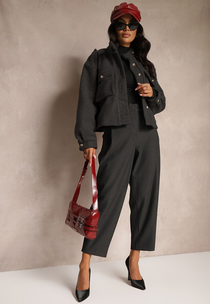 Czarne Spodnie o Garniturowym Fasonie High Waist Relessa