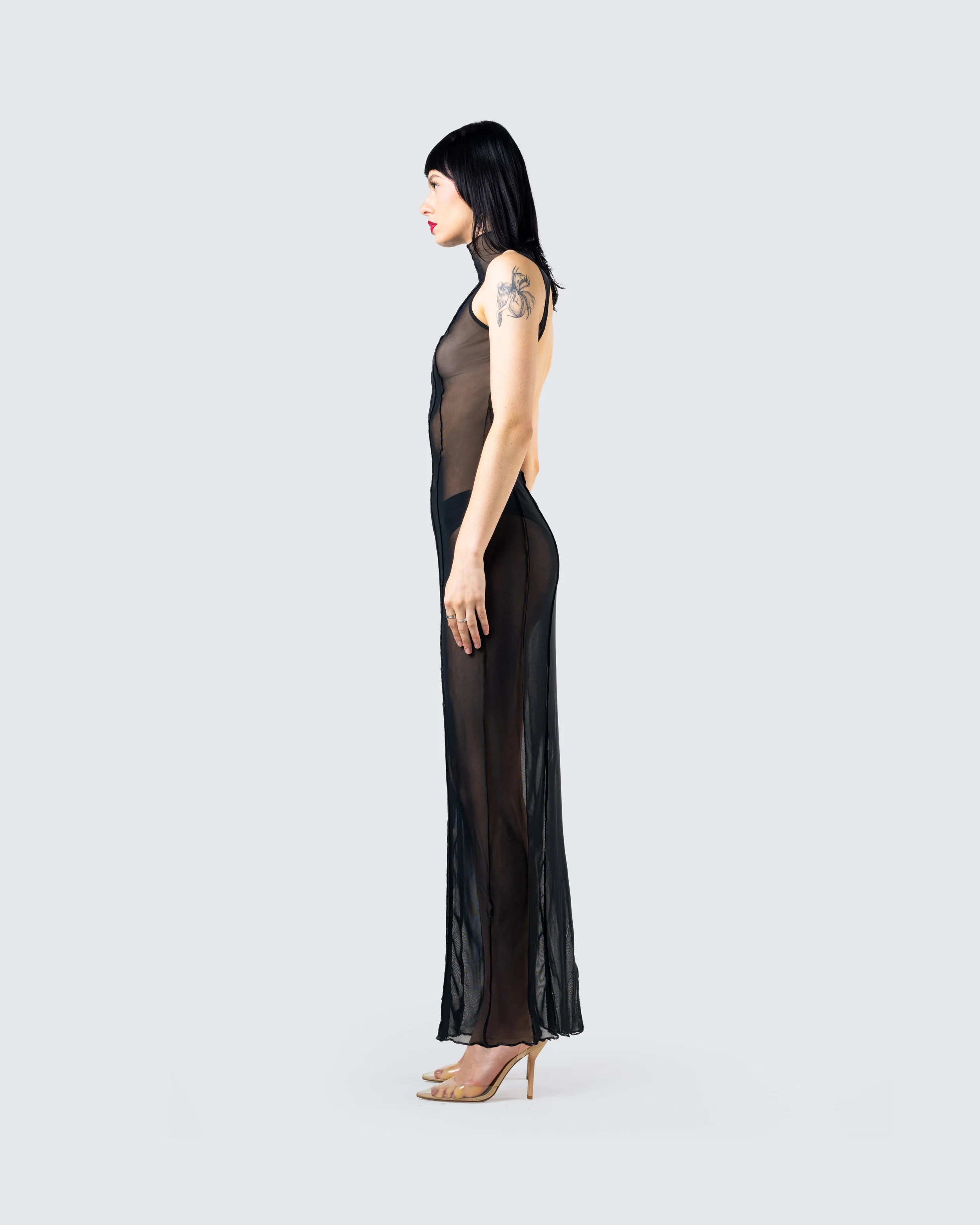 Zeal Black Mesh Bodycon Maxi Dress