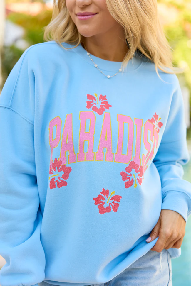 Paradise Light Blue Graphic Sweatshirt